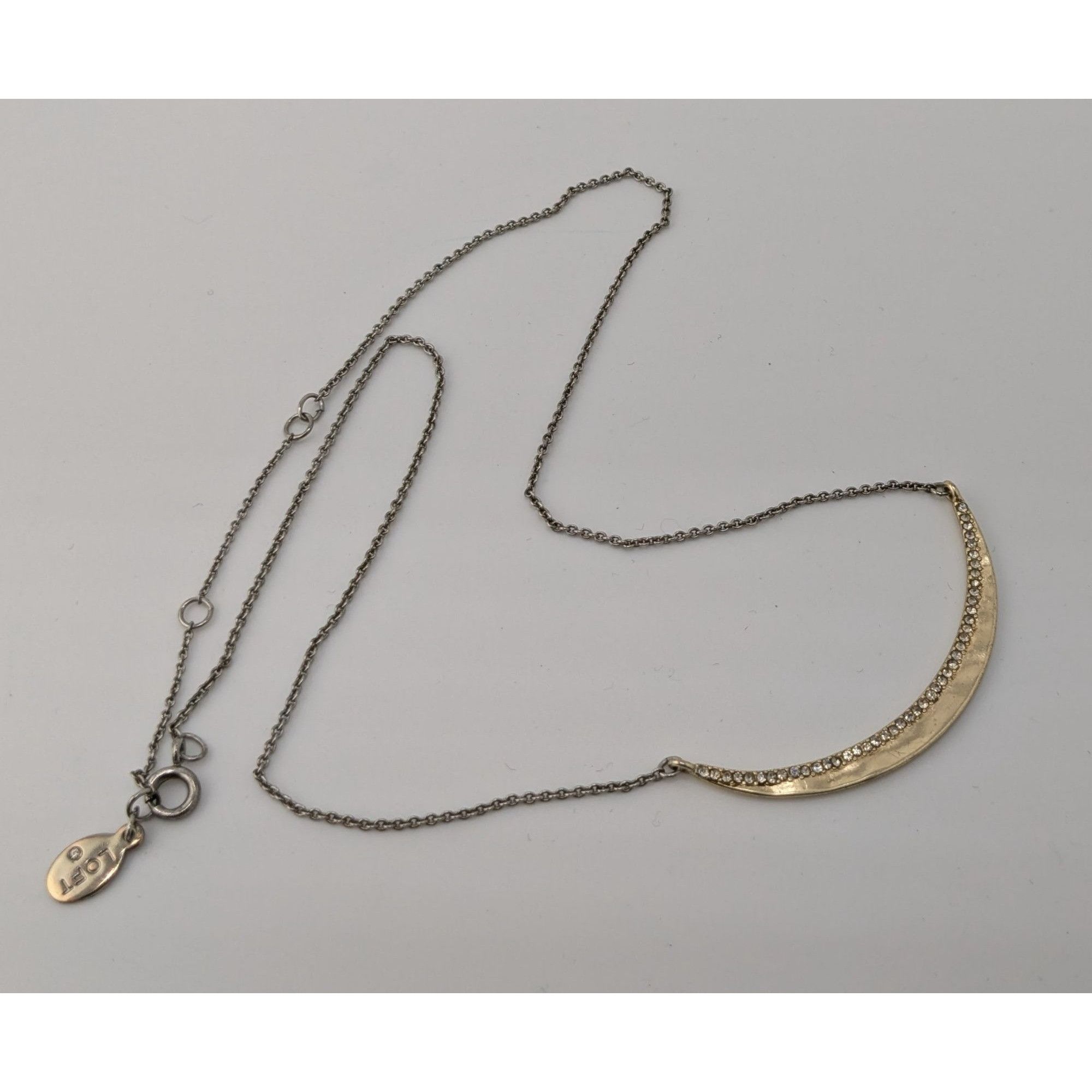 Loft Preppy Loft Crescent Moon Necklace Gold Tone With Rhinestone Size ONE SIZE - 6 Thumbnail