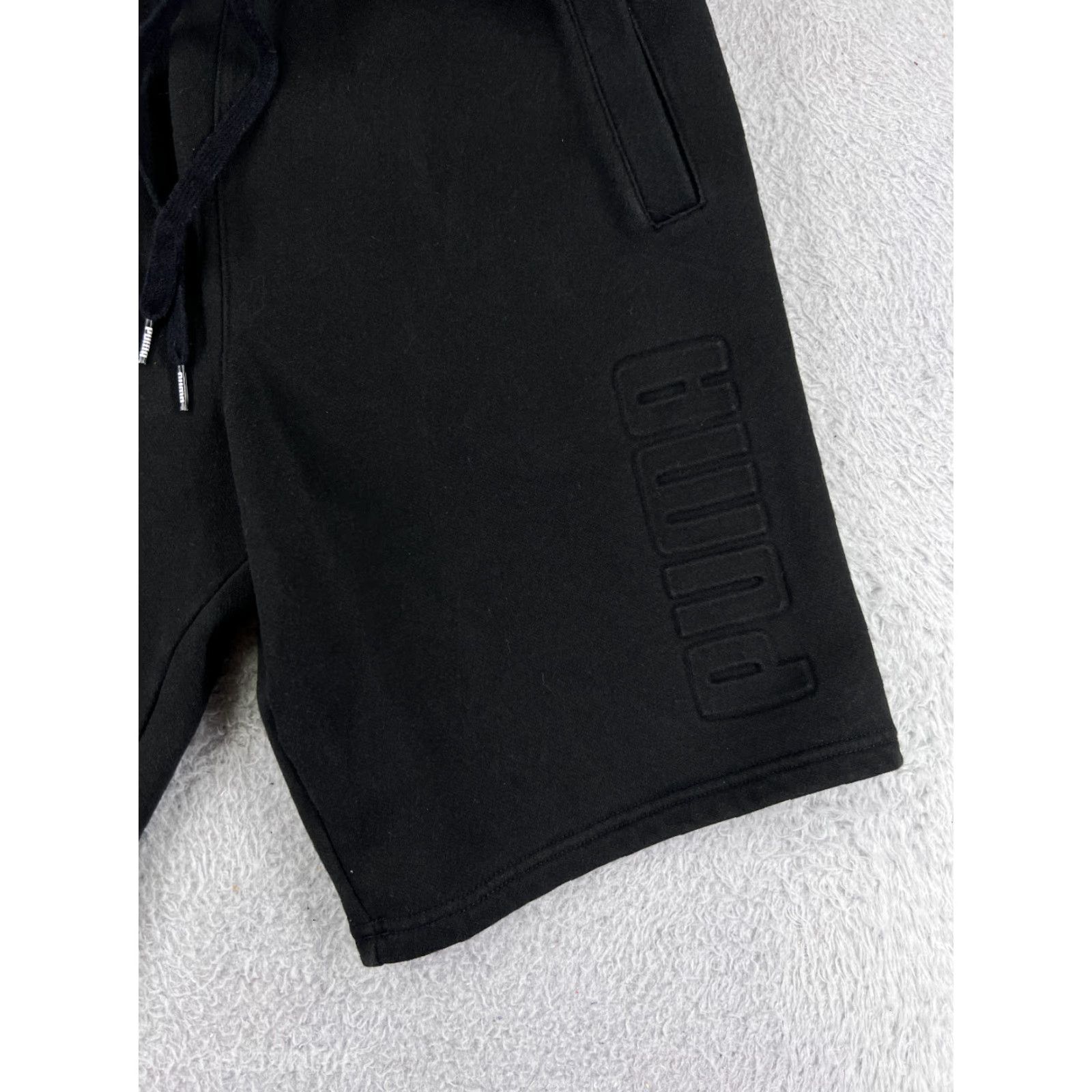 Puma Puma Shorts Womens Small Black Running Gym 100% Cotton Athletic Logo Shirt - Womens Athletic Shorts Black 90s? Size 28" / US 6 / IT 42 - 7 Thumbnail