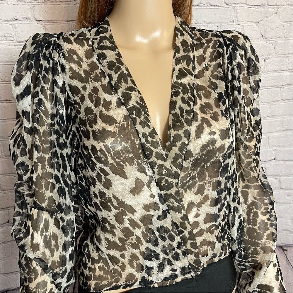 Other New Kimberly Taylor Annabelle Silk Bodysuit In Snow Leopard Size M / US 6-8 / IT 42-44 - 4 Thumbnail