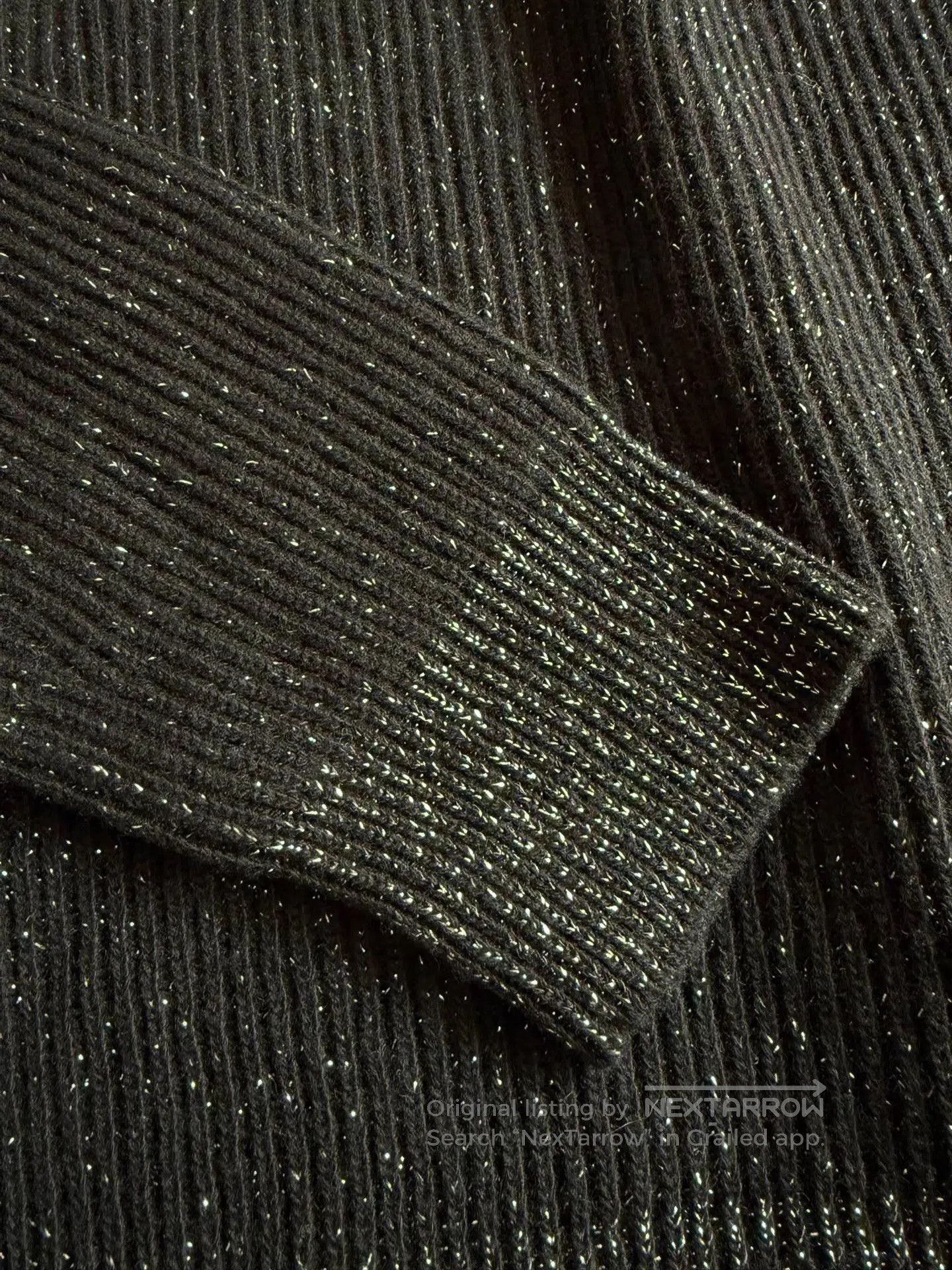 Saint Laurent Paris Black Sparkle Ribbed Knit Sweater. Size US L / EU 52-54 / 3 - 8 Thumbnail
