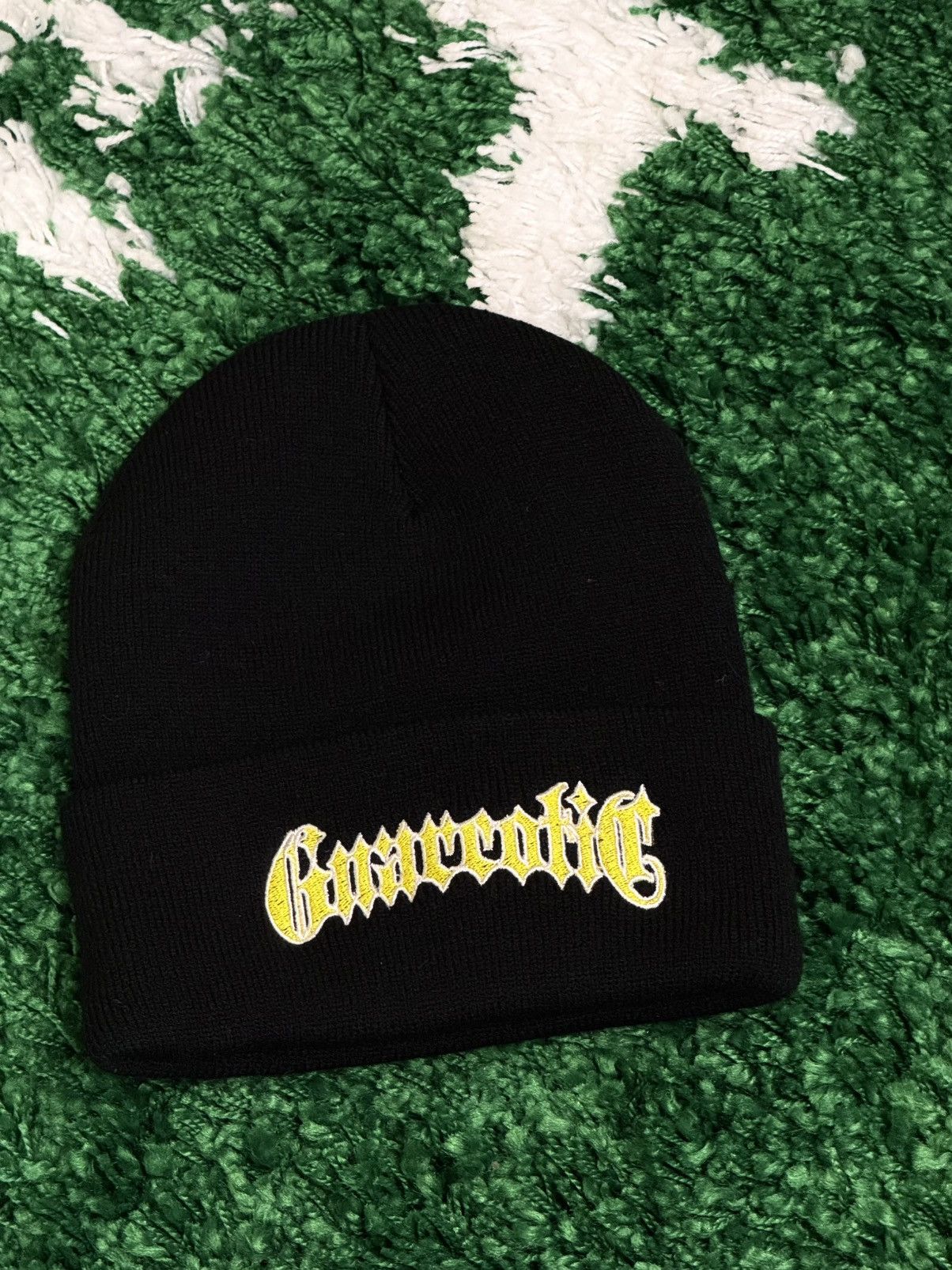 Gnarcotic Gnarcotic Black Old English Cursive Script Beanie Size ONE SIZE - 1 Thumbnail
