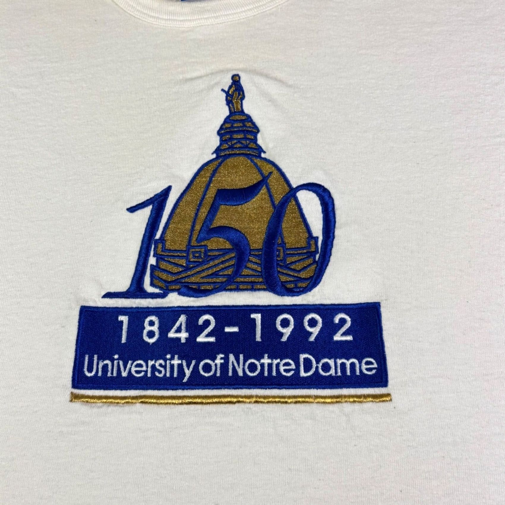 Champion VINTAGE Champion Notre Dame 150th Anniversary T-Shirt XL White 1992 USA Made Mens Shirt Graphic Tee Sportswear 1990s Size US XL / EU 56 / 4 - 6 Thumbnail