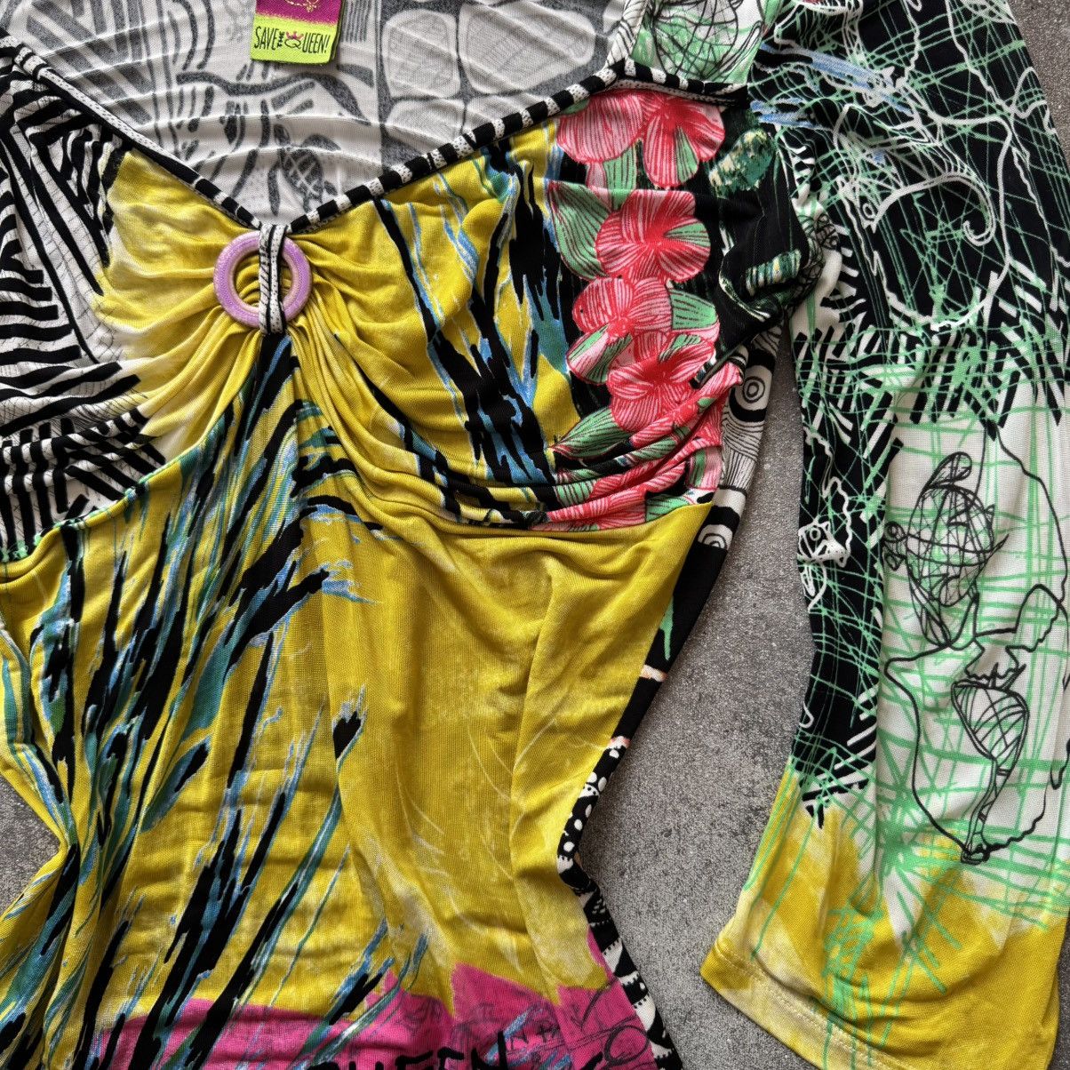 20471120 Save the Queen Y2K Crazy Multicolour Mesh Blouse Size L / US 10 / IT 46 - 6 Thumbnail