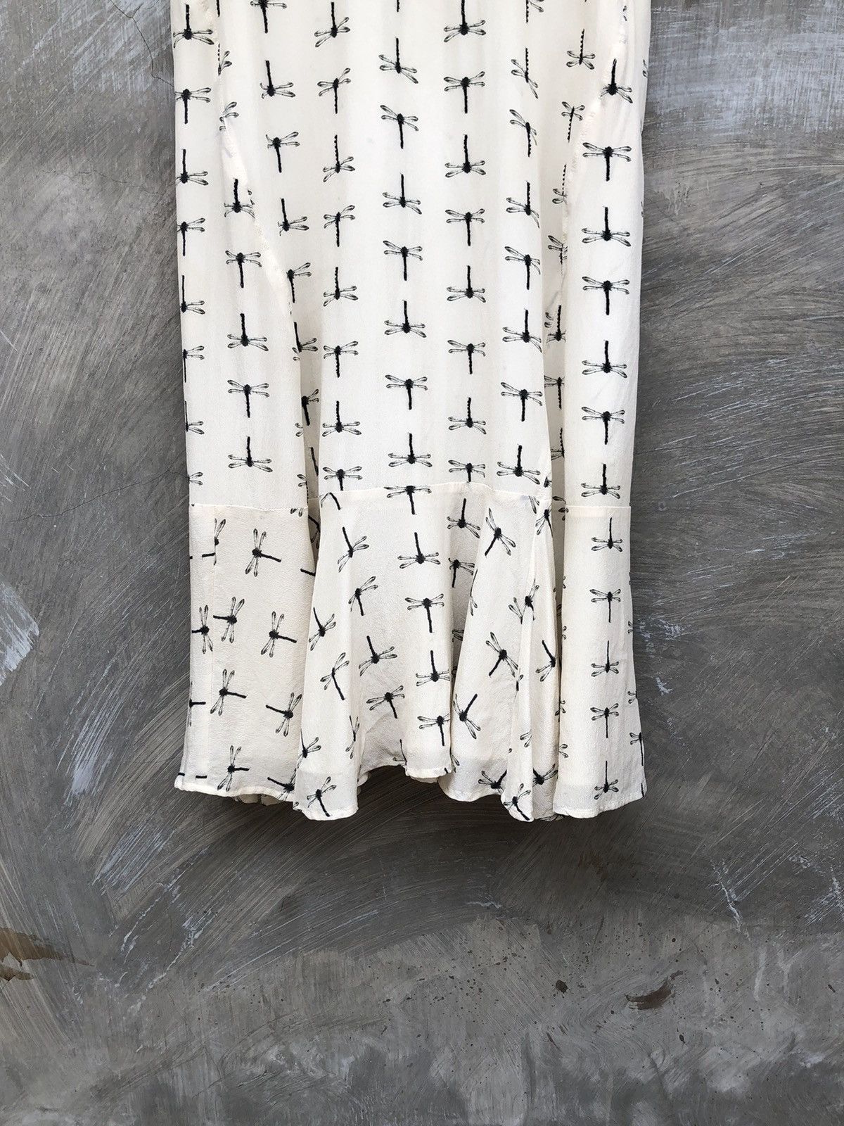 MAX&Co. MAX&Co Dragonfly Pattern Women White Midi Dress Size XS / US 0-2 / IT 36-38 - 3 Thumbnail