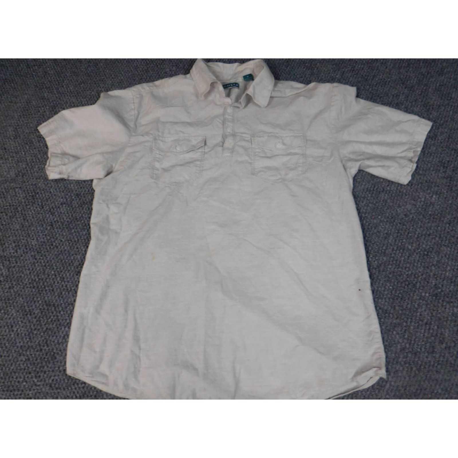 Cubavera Cubavera Polo Shirt M Beige Buttons Pocket Short Sleeve Collared Knit Cotton Regular Men Size US M / EU 48-50 / 2 - 2 Thumbnail