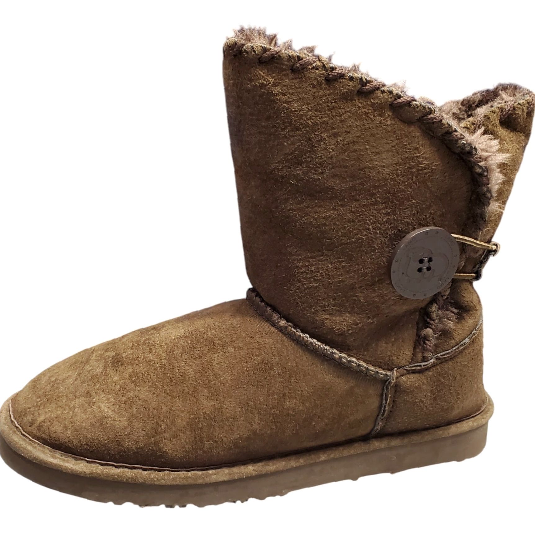 Vintage LAMO Winter Ankle Boots Womens Size 8 Brown Suede Pull On Whipstitch Faux Fur Casual Shoes Size US 8 / IT 38 - 2 Thumbnail