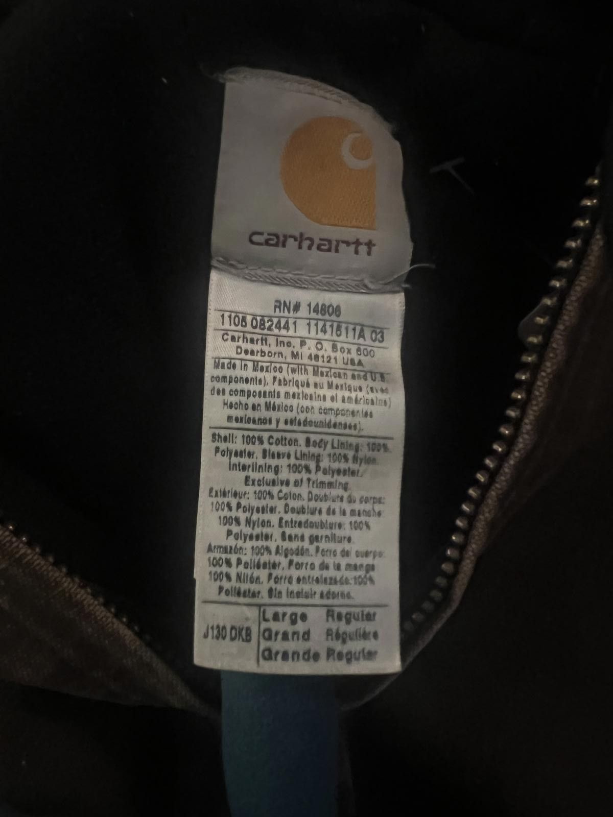 Carhartt Carhartt Men's Brown Hooded Work Jacket with Zip Front Size US L / EU 52-54 / 3 - 5 Thumbnail