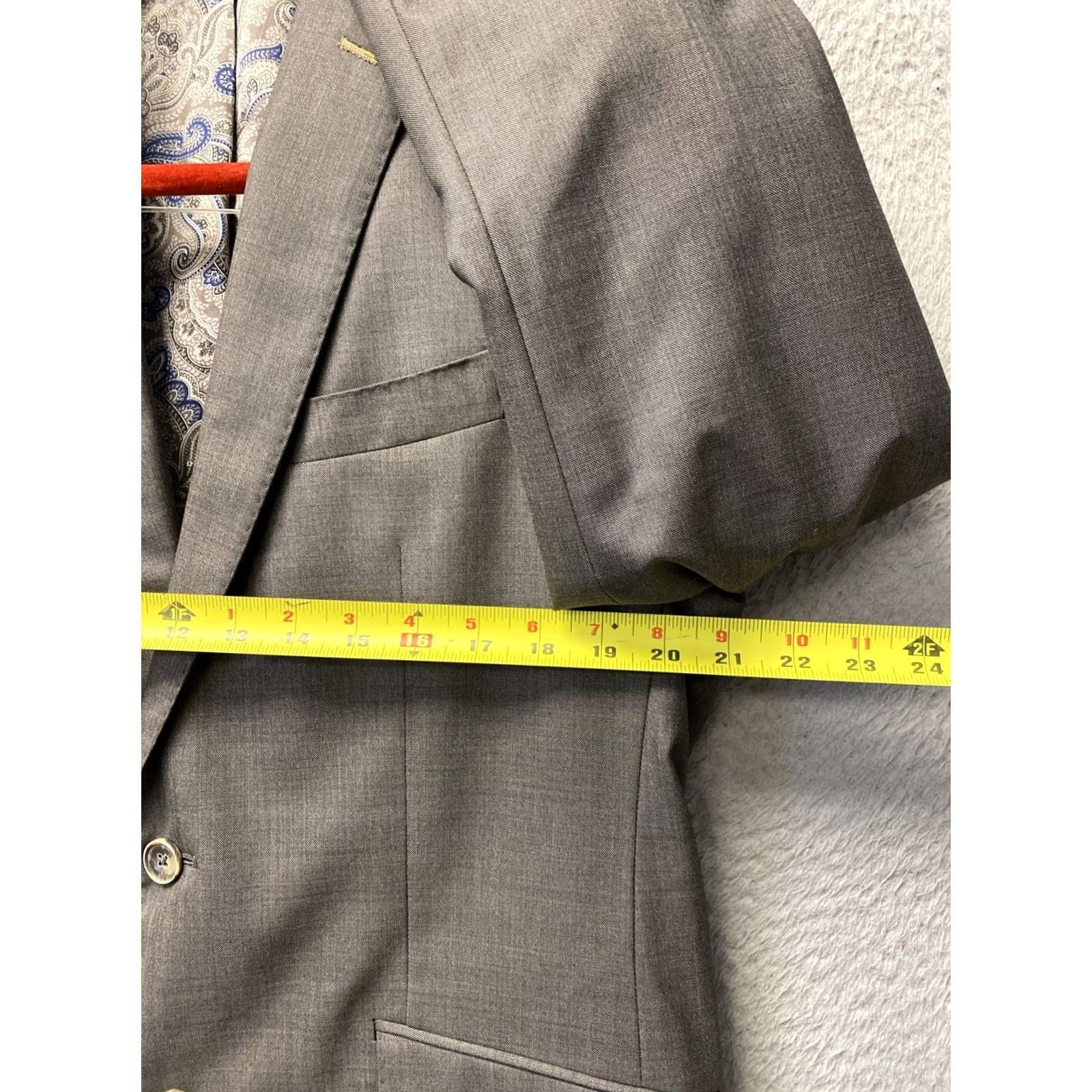 Vintage J. Hilburn Blazer Jacket Men’s 41R Gray Bronze Wool Single-Breasted Two-Button Notch Lapel Vented Back 0761 Size 42R - 4 Thumbnail