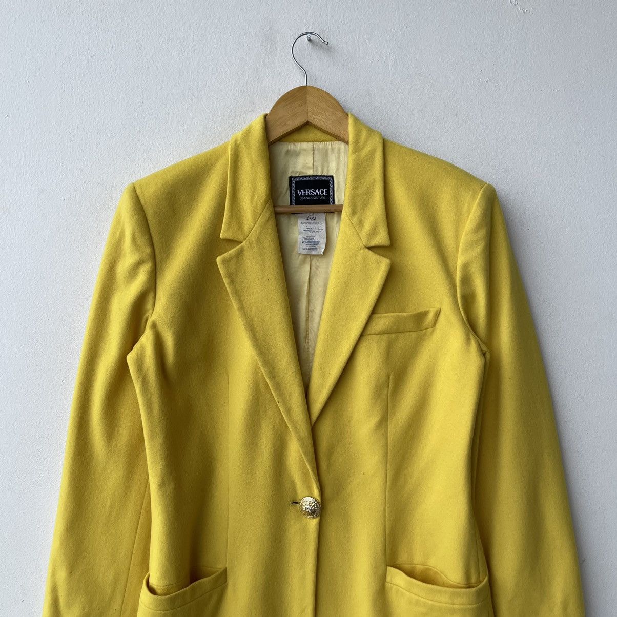 Versace Vintage Versace Jeans Couture Wool Cashmere Jacket Yellow Size M / US 6-8 / IT 42-44 - 4 Thumbnail