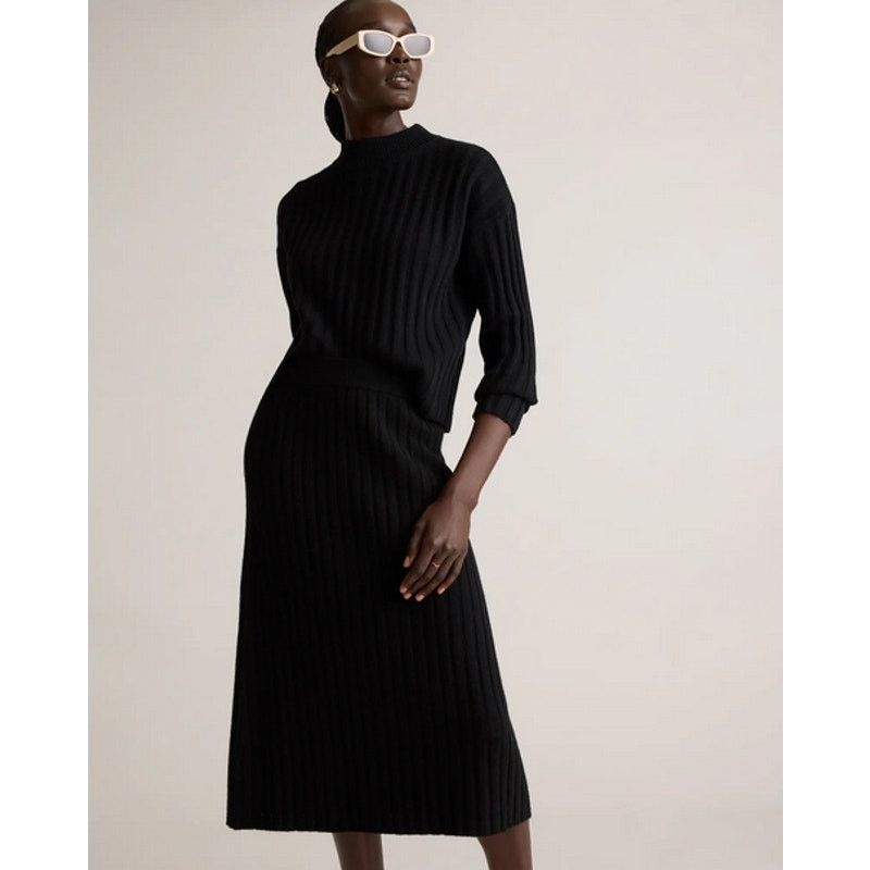 Quince Quince Mongolian Cashmere Black Midi Skirt NWT Size S Size 27" / US 4 / IT 40 - 5 Thumbnail