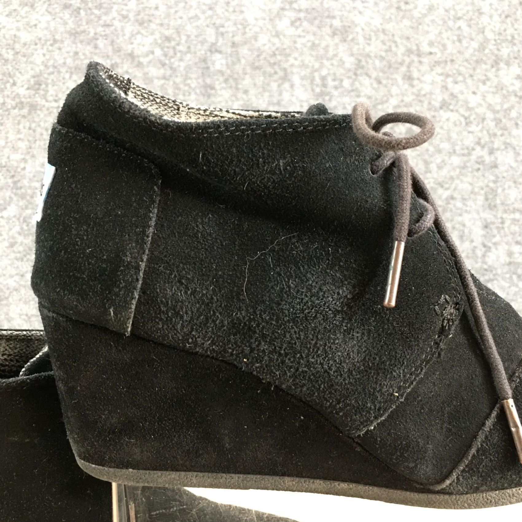 Toms TOMS Womens Bootie Black Suede Kala Desert Wedge Ankle Bootie 8.5 Lace Up Mid Heel Casual Felt Lining Leather Insole Shoes Womens Size US 9 / IT 39 - 5 Thumbnail