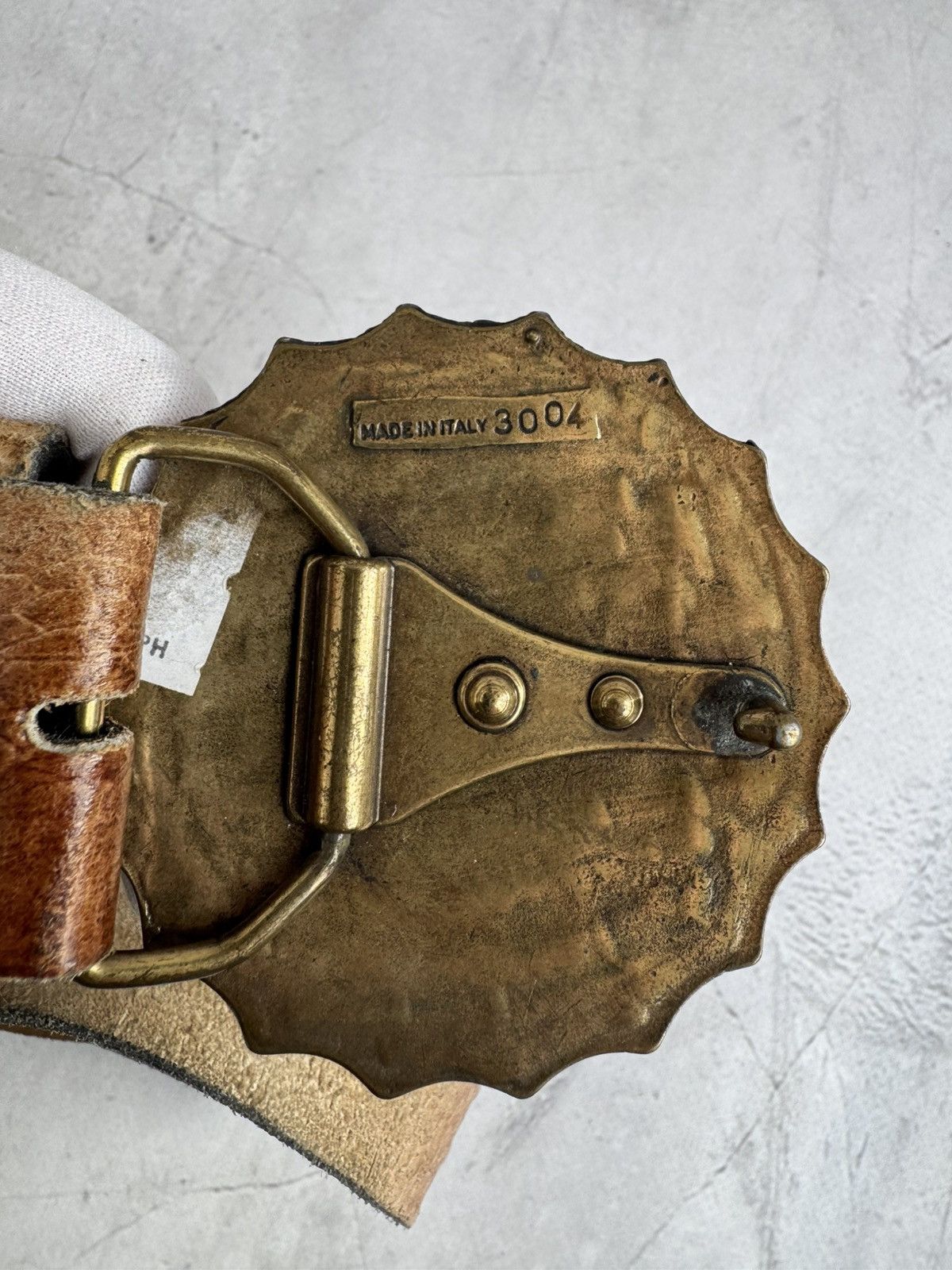 Vintage Italian Genuine Leather Belt Brown Vintage Buckle Size ONE SIZE - 4 Thumbnail