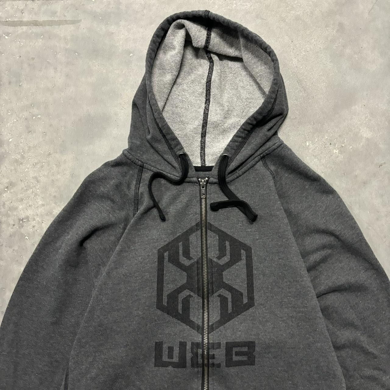 Japanese Brand × Vintage Crazy Vintage Y2K/2000s Grunge Grey Spider Web Skater Zip Up Hoodie! Size US L / EU 52-54 / 3 - 2 Thumbnail