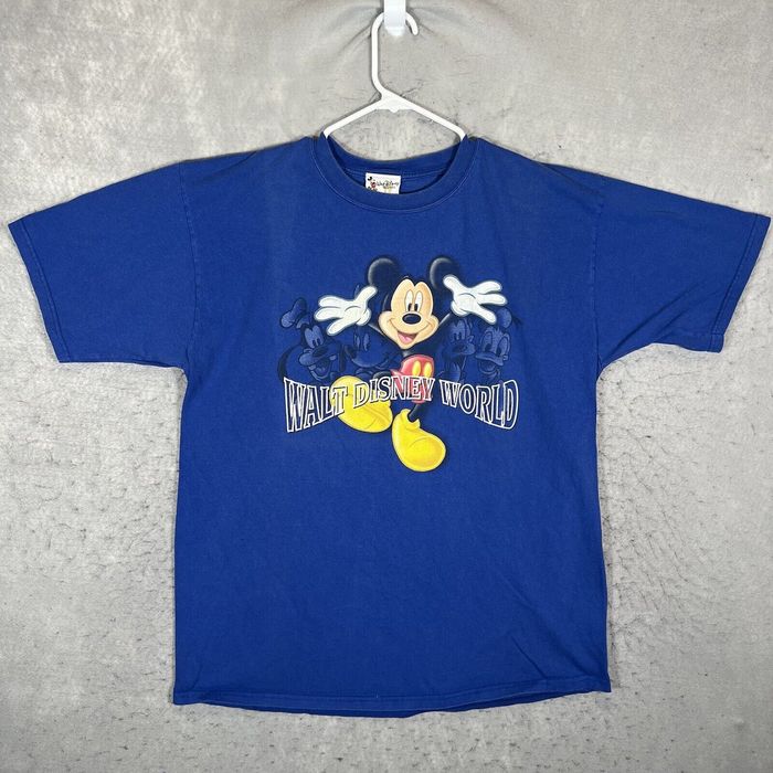 Disney A1 Vintage Walt Disney World Mickey Mouse T Shirt Adult XL Blue ...