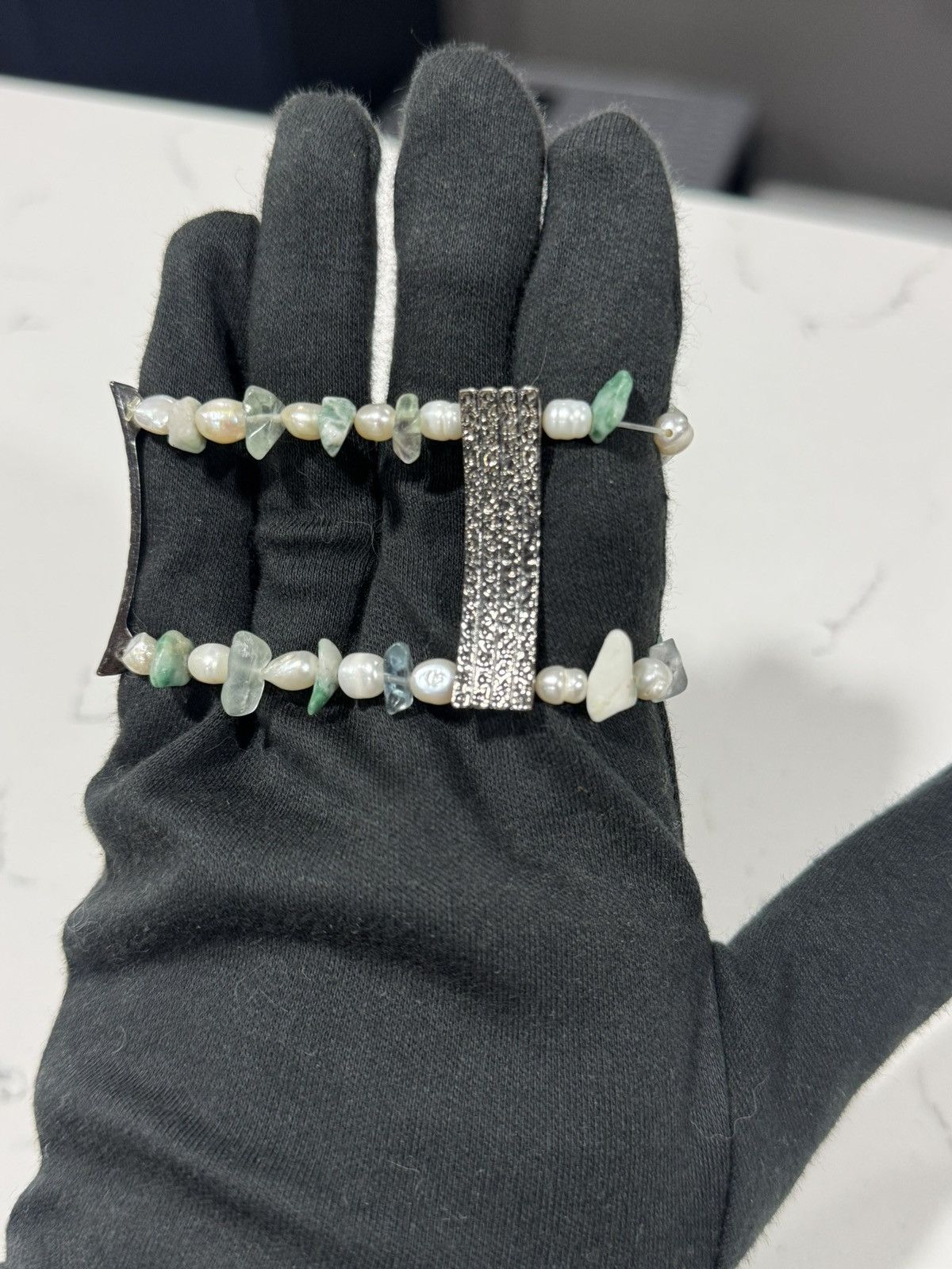 Jewelry Vintage Authentic Freshwater Pearl & Jade Double Bracelet Size ONE SIZE - 6 Thumbnail