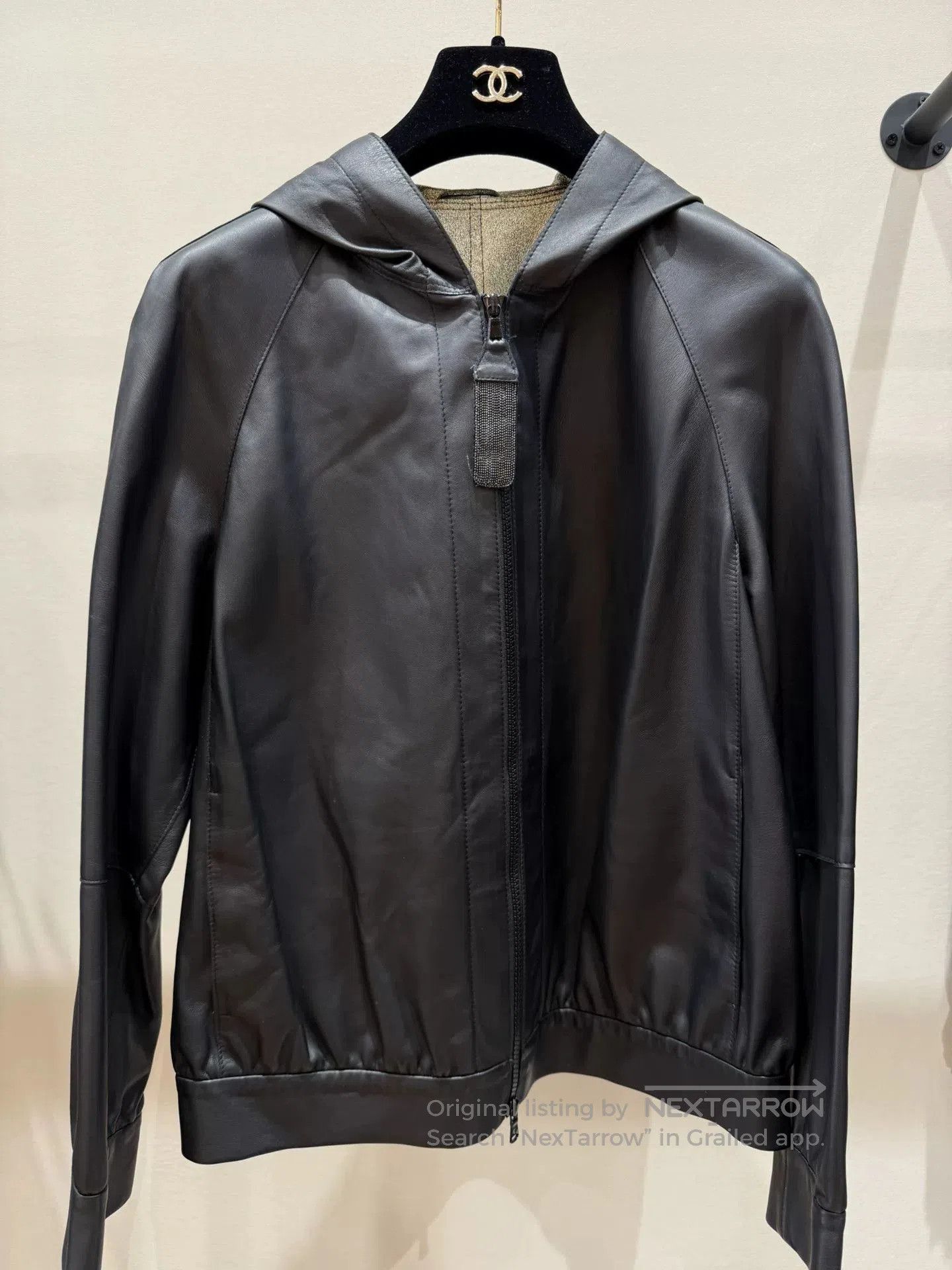 Brunello Cucinelli Brunello Cucinelli Black Leather Hooded Jacket. Size US S / EU 44-46 / 1 - 1 Thumbnail
