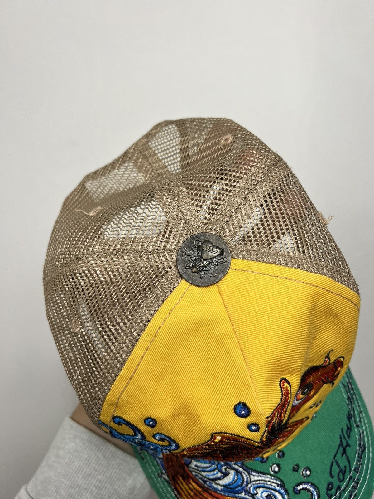 Ed Hardy Rare Ed Hardy Embroidered Carp Distressed Cap Size ONE SIZE - 7 Thumbnail