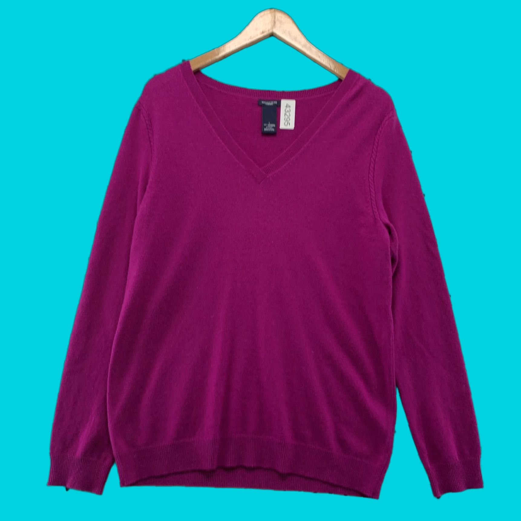 Vintage Magaschoni Cashmere Sweater Womens Large Purple Long Sleeve V-Neck Pullover Casual Size L / US 10 / IT 46 - 1 Thumbnail