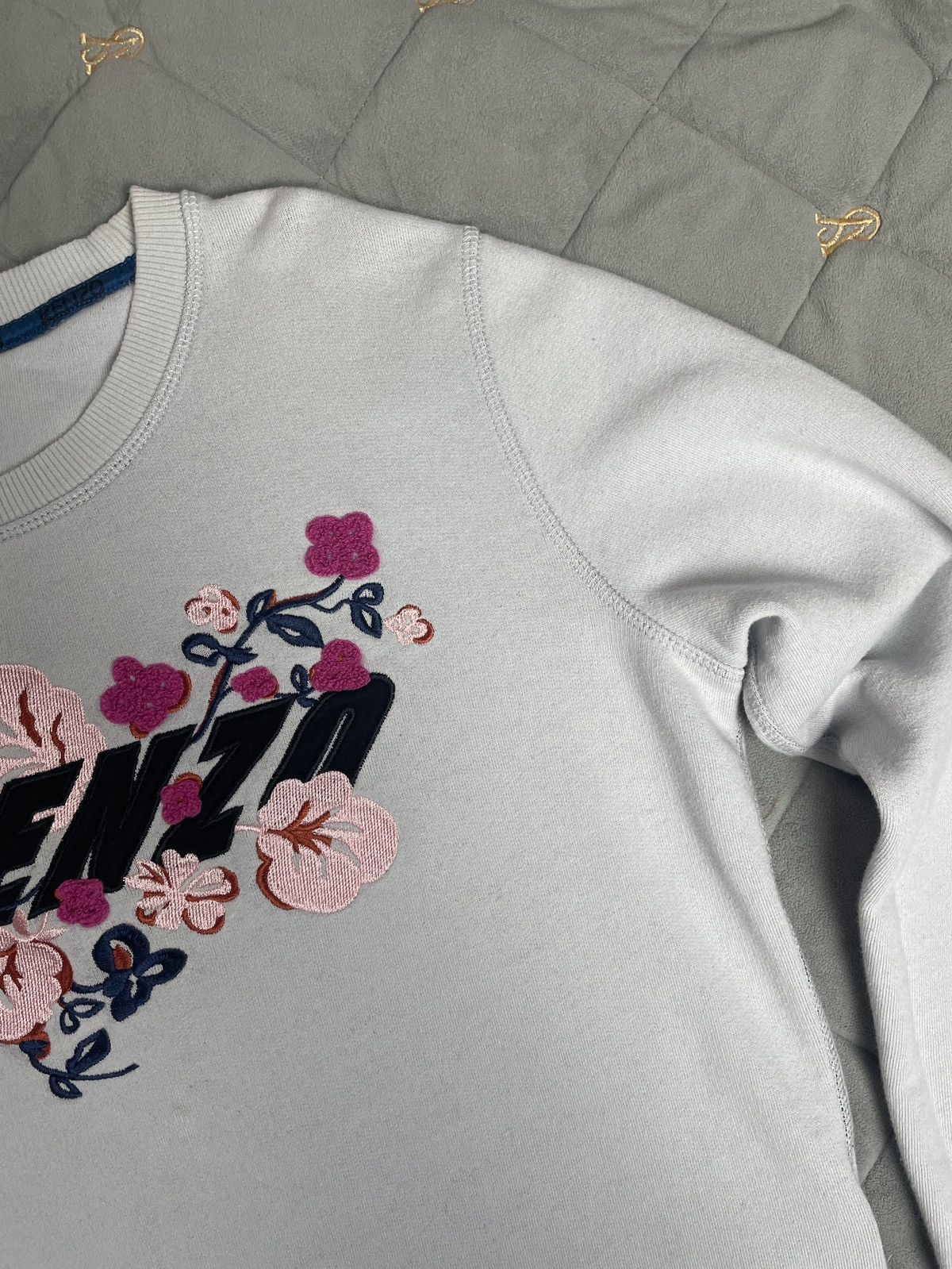 Kenzo 🧊Kenzo Paris Sweatshirt Sweater Flowers Print Big Logo Size L / US 10 / IT 46 - 7 Thumbnail
