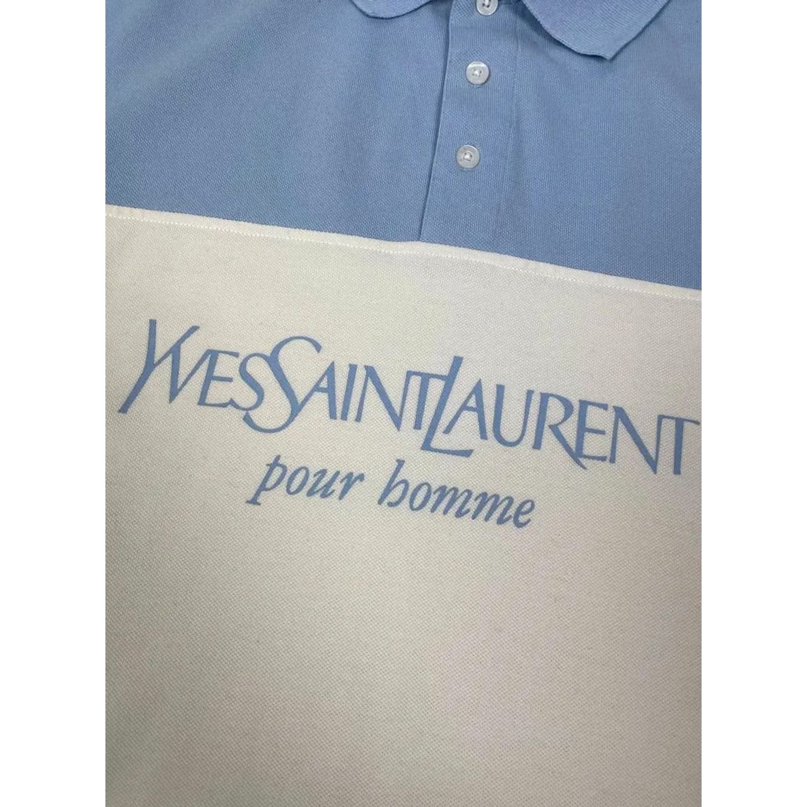 Yves Saint Laurent VINTAGE Saint Laurent Polo Shirt Big Logo YSL Luxury Men XL White Blue Shirt Short Sleeve Polo Size US XL / EU 56 / 4 - 4 Thumbnail