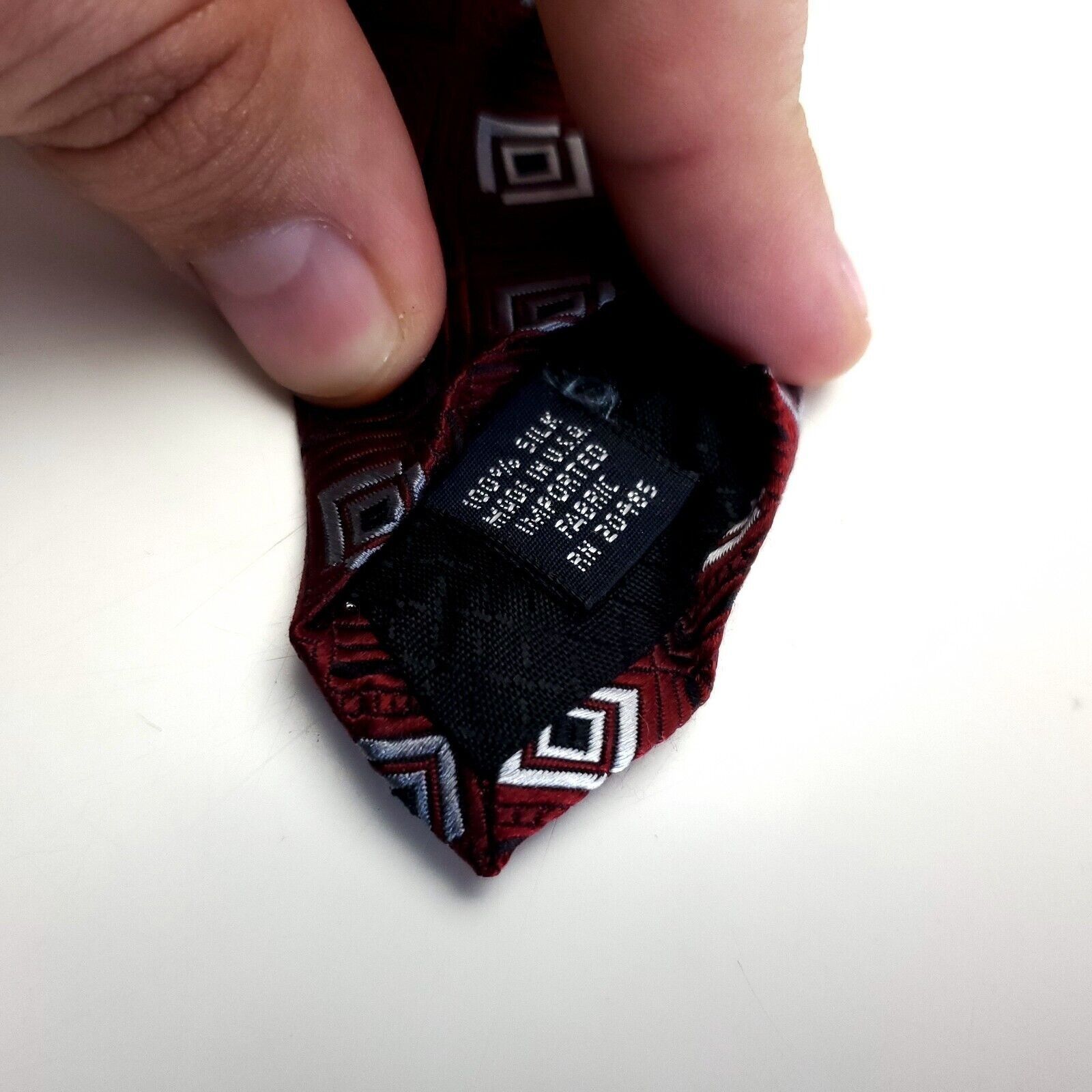 Stafford Stafford Red Geometric Woven Wide Silk Tie Size ONE SIZE - 4 Thumbnail