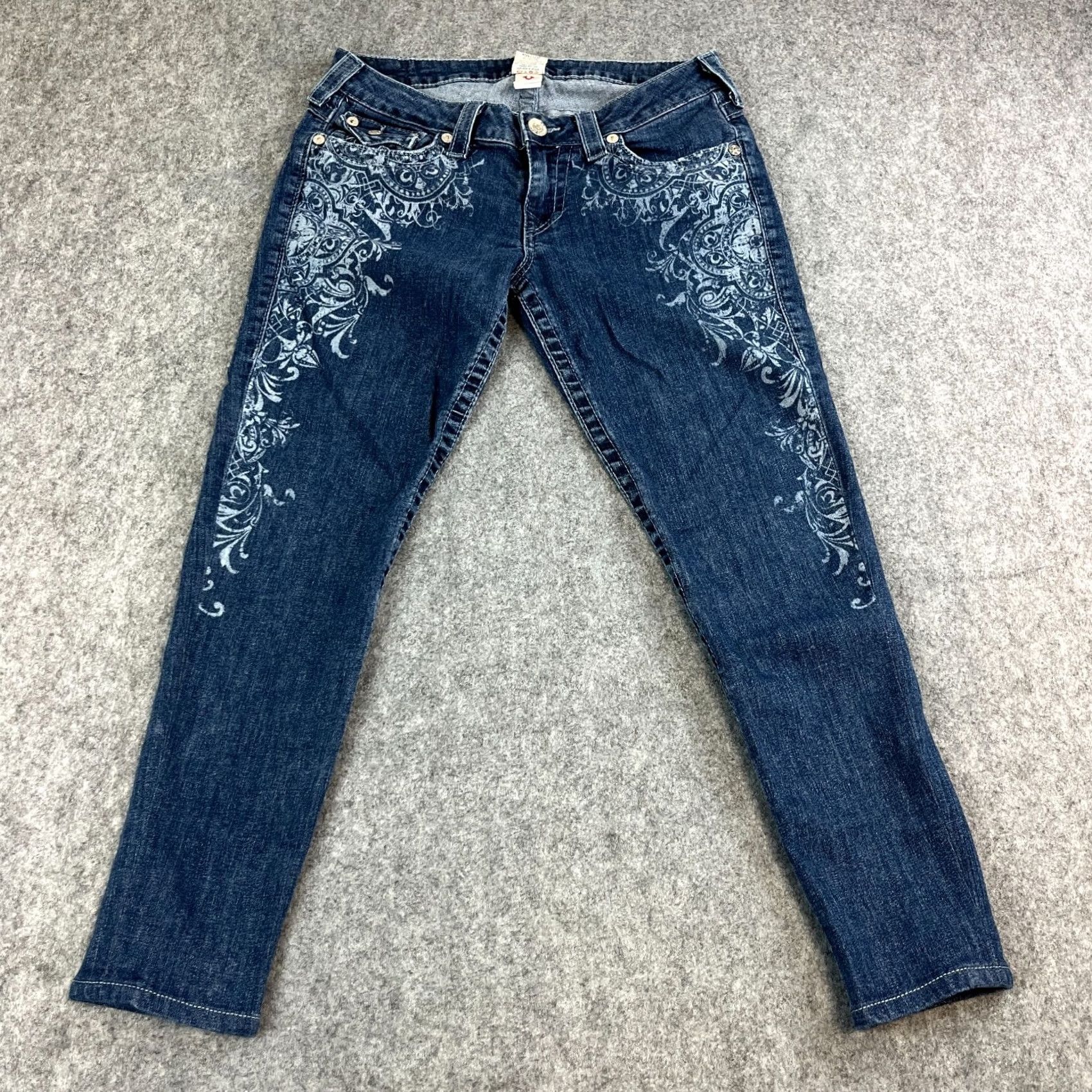 True Religion True Religion Jeans Skinny Low-Rise 30 26 UK12 Blue Floral Pocket Cathedral Denim Women Slim 5-Pocket Size 34" / US 12 / IT 48 - 2 Thumbnail