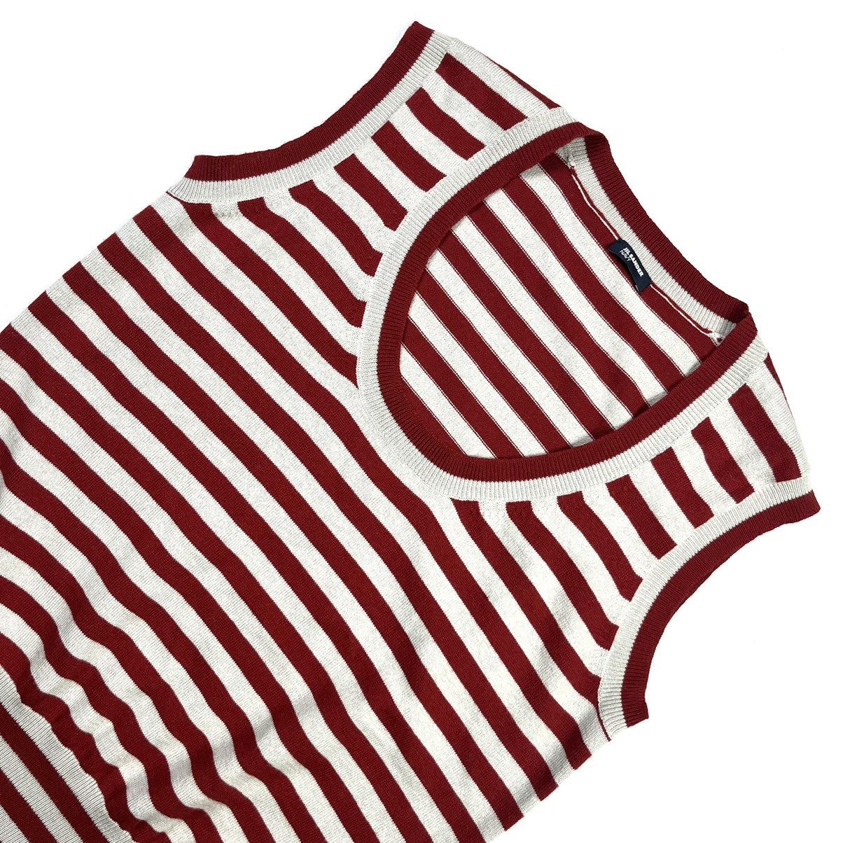 Jil Sander × Vintage JIL SANDER Navy Striped Scoop Neck Luxury Vintage White Red Size L / US 10 / IT 46 - 3 Thumbnail