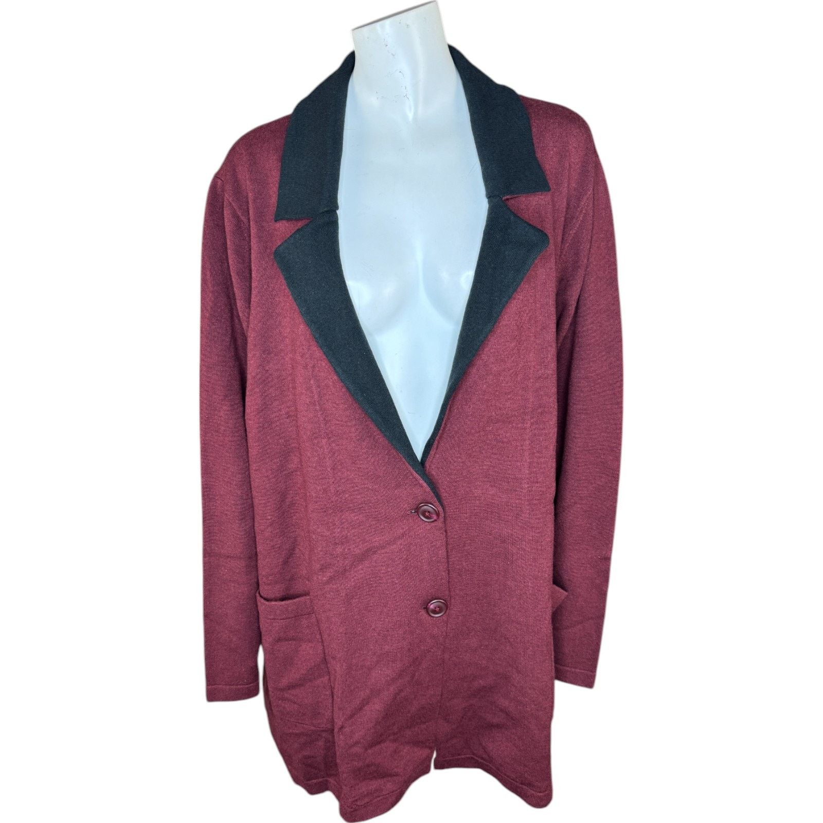 Jason Wu J Jason Wu Double Knit Jacket Wine 3X Pockets Size 3XL / US 20-22 - 1 Thumbnail