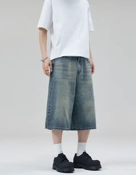 Japanese Brand High street distressed wide-leg whisker loose denim shorts Size US 32 / EU 48 - 3 Thumbnail