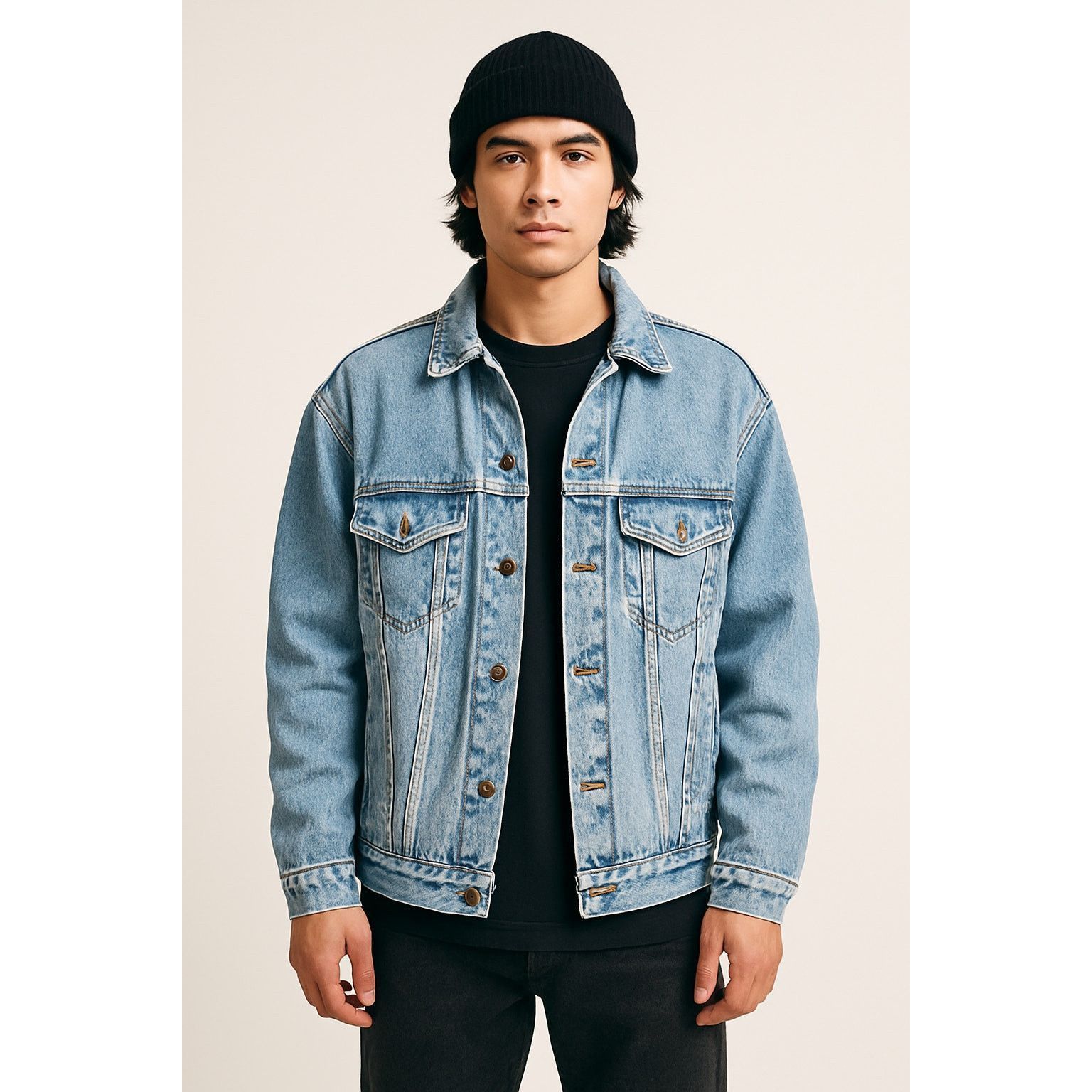 Other Vintage Y2K Oversized Denim Jacket Light Wash Short Wave Size US L / EU 52-54 / 3 - 1 Thumbnail