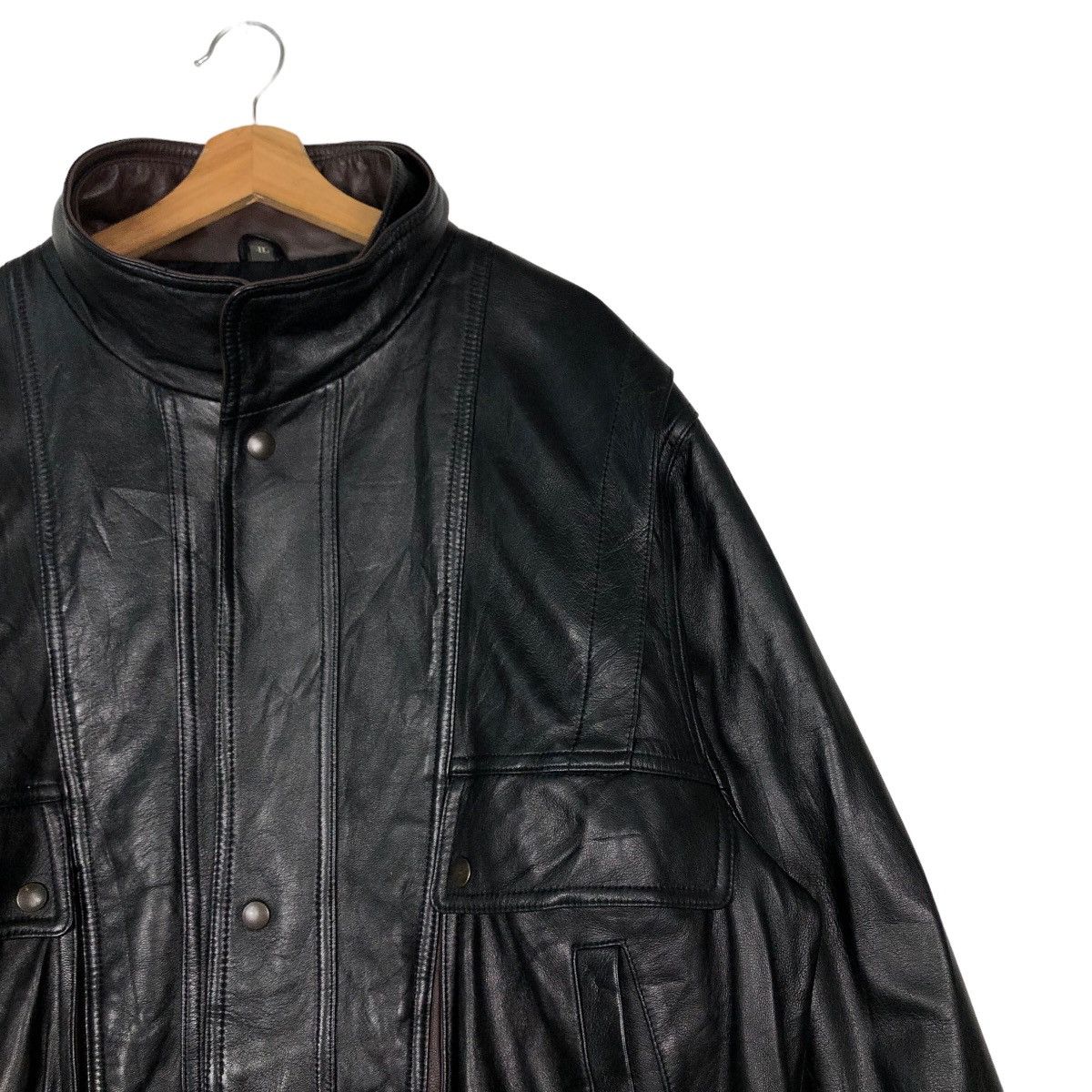Japanese Brand 🔥Vtg Bomber Jacket Leather Biker Wind Armor Nichiwa Japan Size US L / EU 52-54 / 3 - 6 Thumbnail