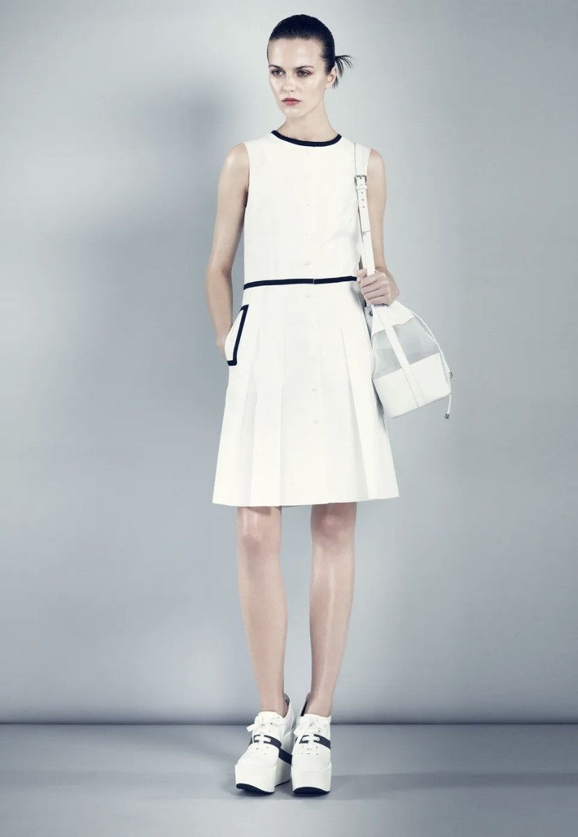 Jil Sander JIL SANDER Navy White Sleeveless A-Line Dress Size XXS / US 00 / IT 34 - 9 Thumbnail