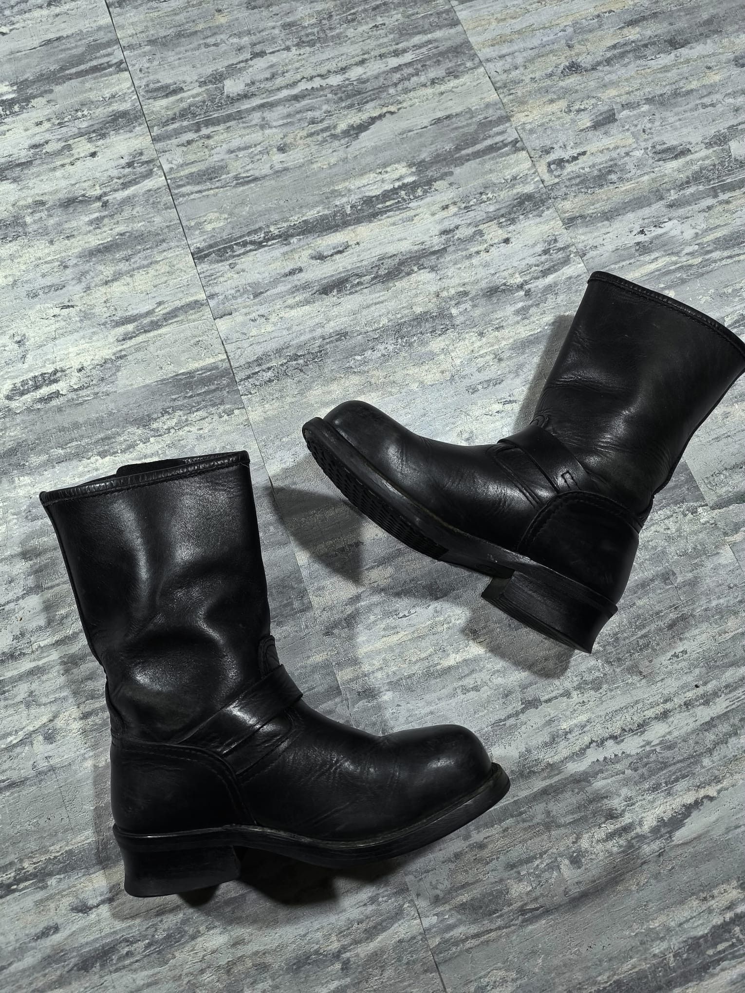 Other Vintage Black Leather Harness Moto Girl Steel Toe Boots Size US 7.5 / IT 37.5 - 7 Thumbnail
