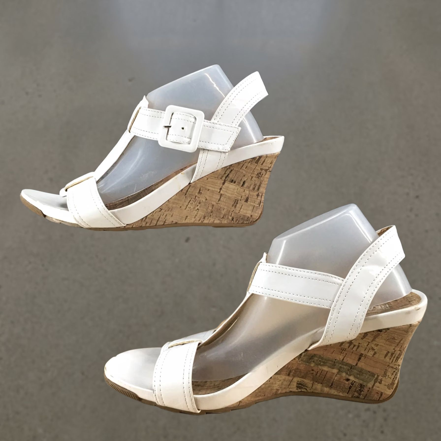 Kenneth Cole Kenneth Cole Reaction Sandals Womens 8 M Tea Cabin Wedge Slingback White Buckle Size US 8 / IT 38 - 1 Thumbnail