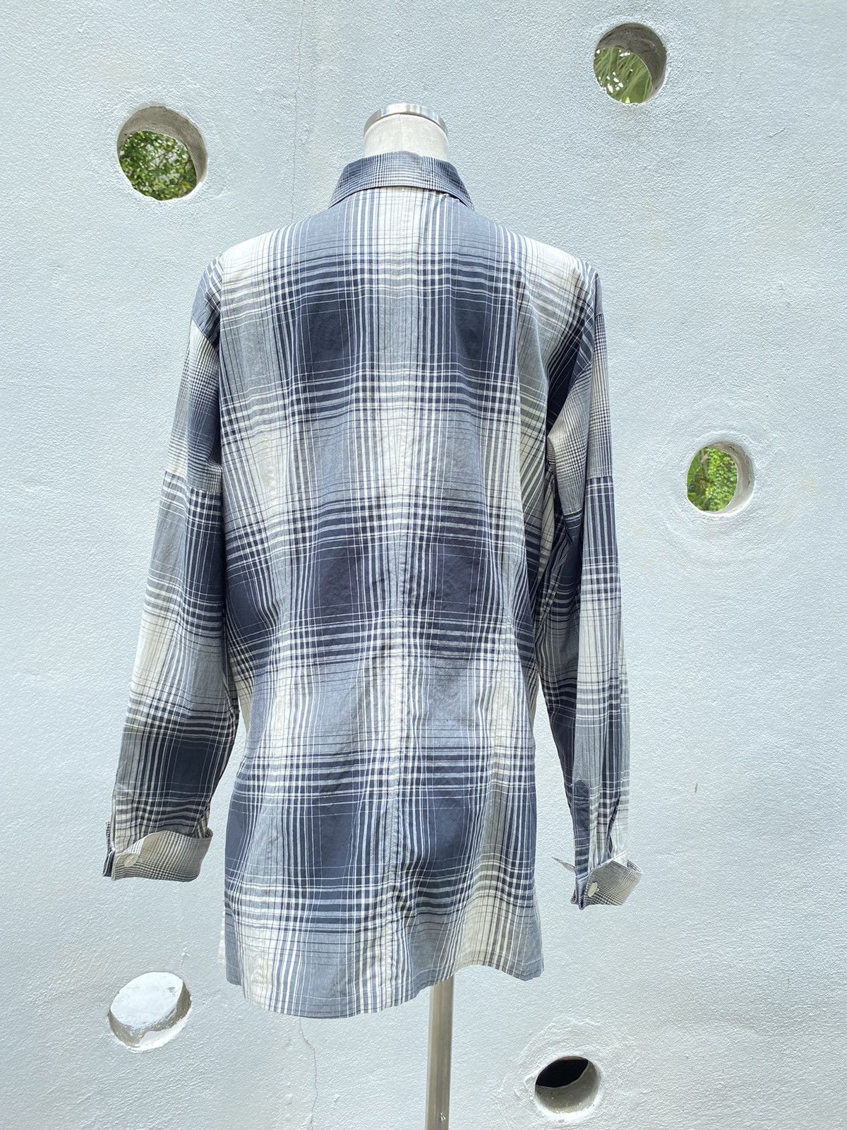A.O. CMS × Japanese Brand A.O. O.A. Long Sleeve Black & White Plaid Shirt Dress Size L / US 10 / IT 46 - 2 Thumbnail