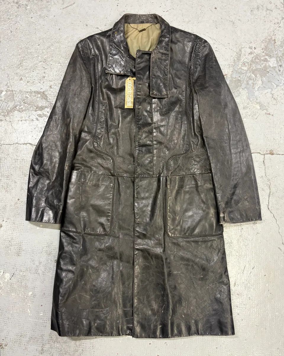 2000s Roberto Cavalli Black Leather Premium Trench Coat