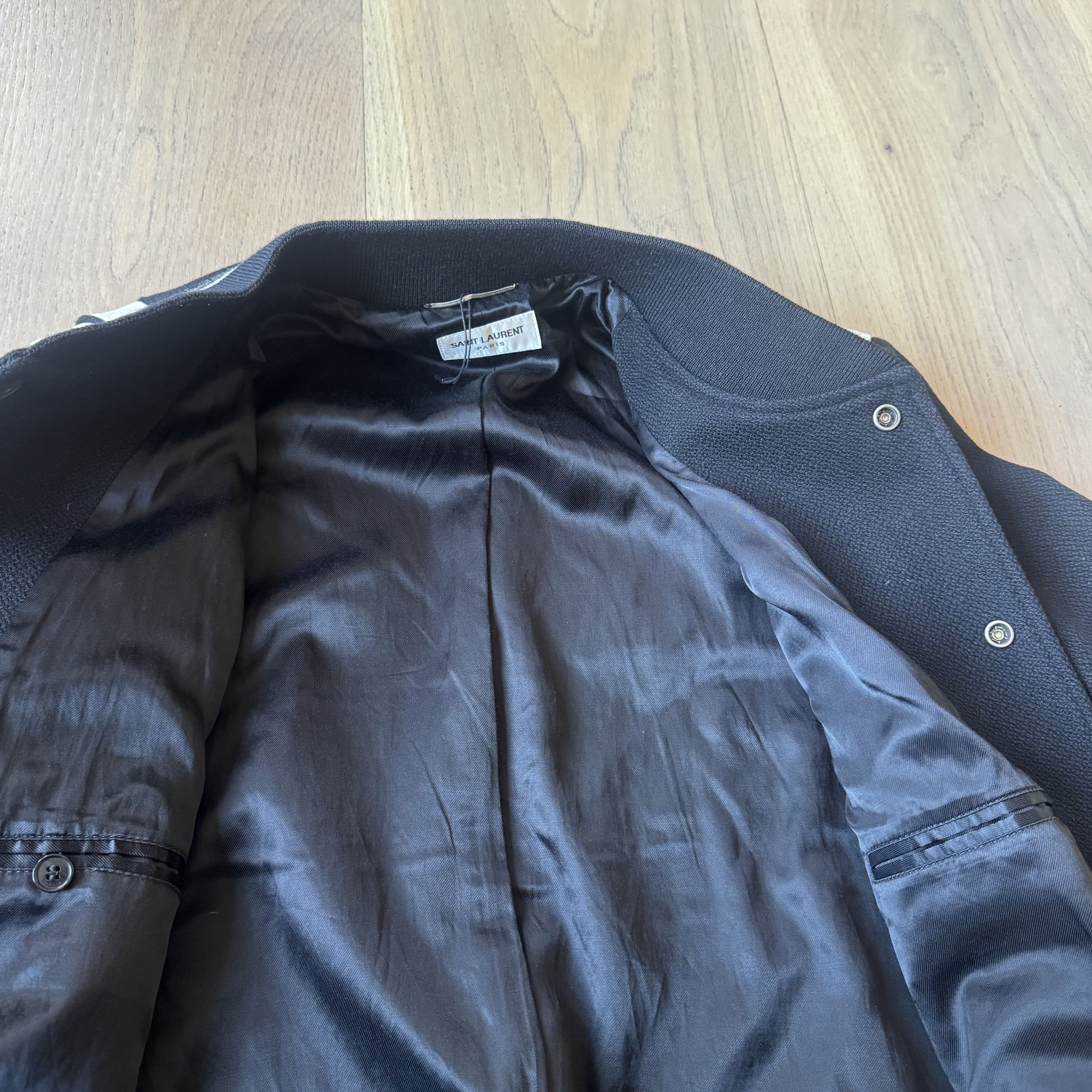 Saint Laurent Paris Saint Laurent Paris - Teddy Bomber Jacket - Black / White Size US XL / EU 56 / 4 - 7 Thumbnail