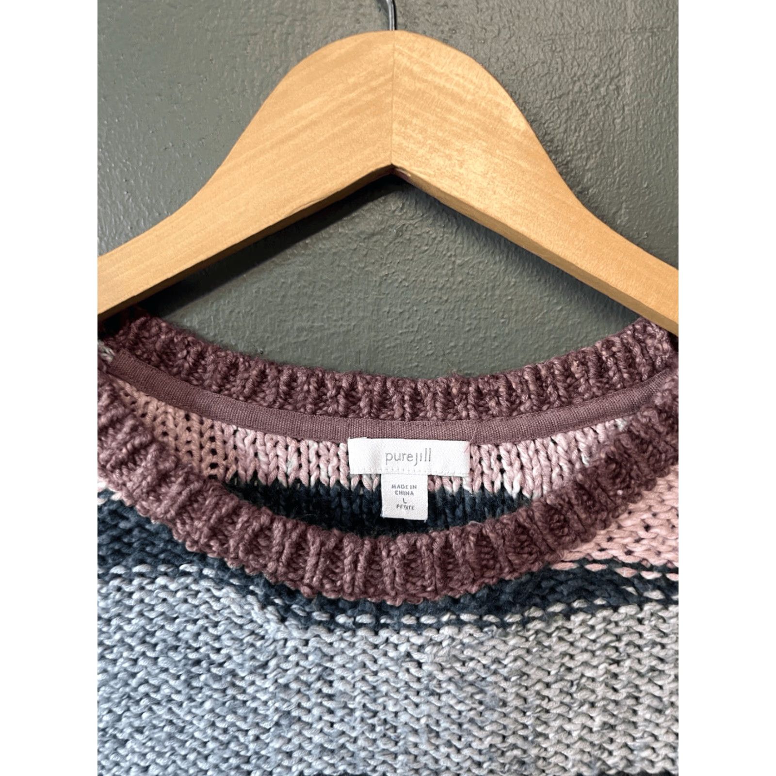 J. Jill J. Jill Multicolor Pullover Knit 3/4 Sleeve Sweatshirt Womens Size L Petite Crew Neck Shirt/ Sweater Size L / US 10 / IT 46 - 3 Thumbnail