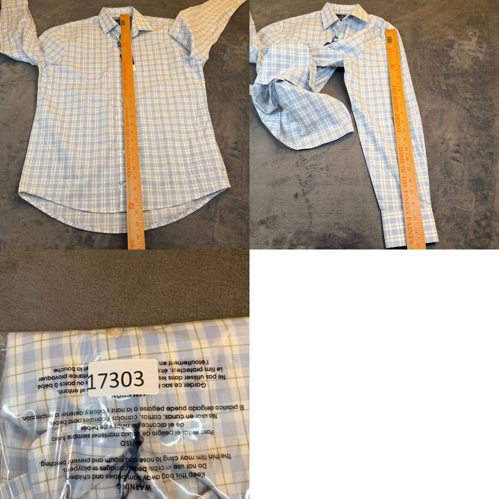 Stafford Stafford Dress Shirt Mens Small Blue White Plaid Button Up 14-14.5 NWT Regular Size 36R - 8 Thumbnail
