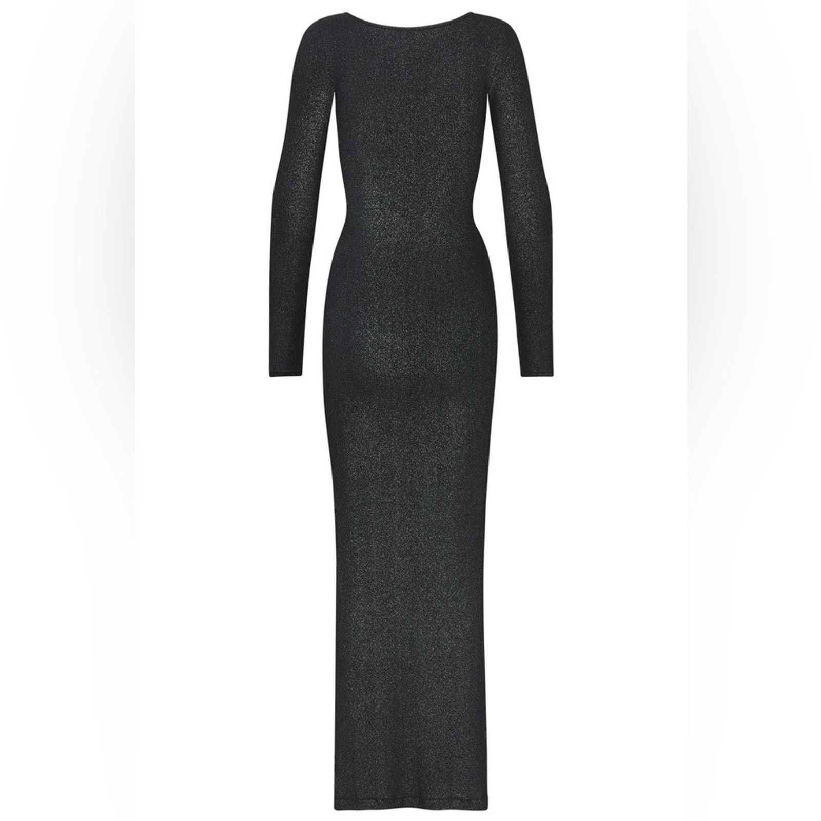 SKIMS SKIMS Lounge Ribbed Long Sleeve Maxi Dress Onyx Foil NWT Size S / US 4 / IT 40 - 10 Thumbnail