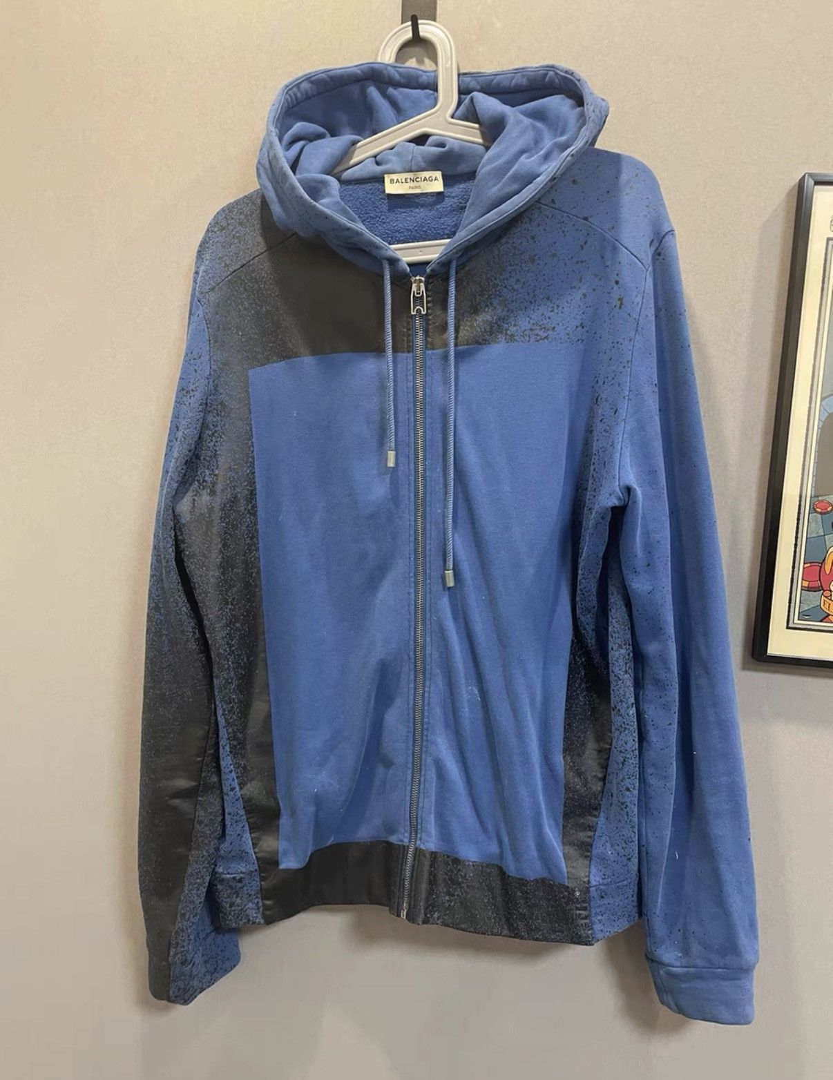 Balenciaga Balenciaga Ink Splatter Paneled Leather-Textured Jacket Size US M / EU 48-50 / 2 - 1 Thumbnail