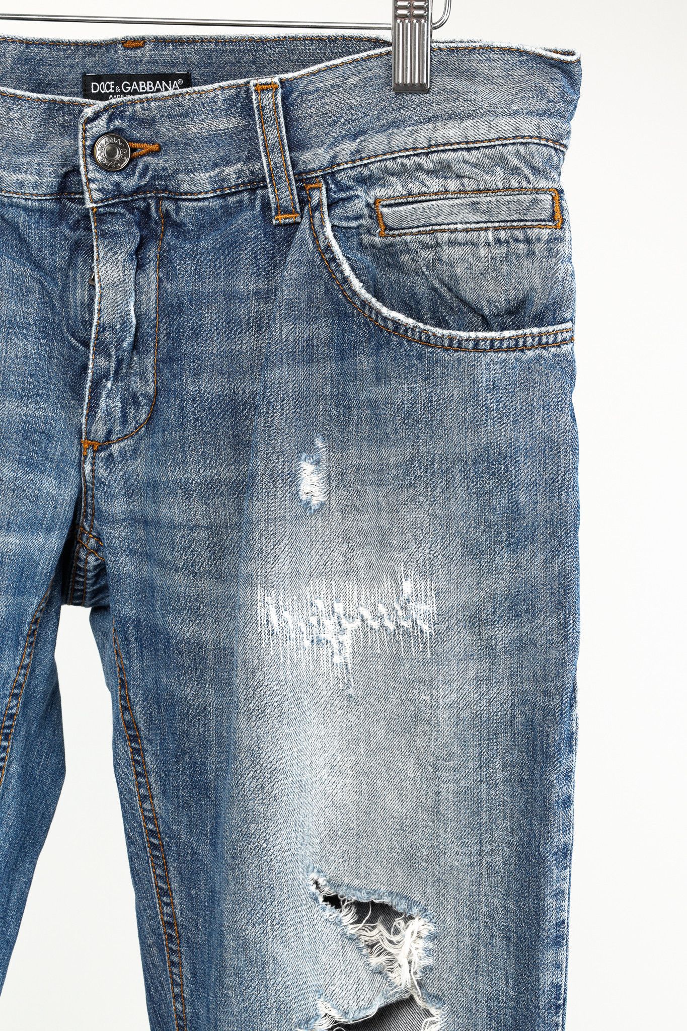 Dolce & Gabbana Dolce & Gabbana Medium-Wash Distressed Straight-Leg Jeans Size US 34 / EU 50 - 5 Thumbnail