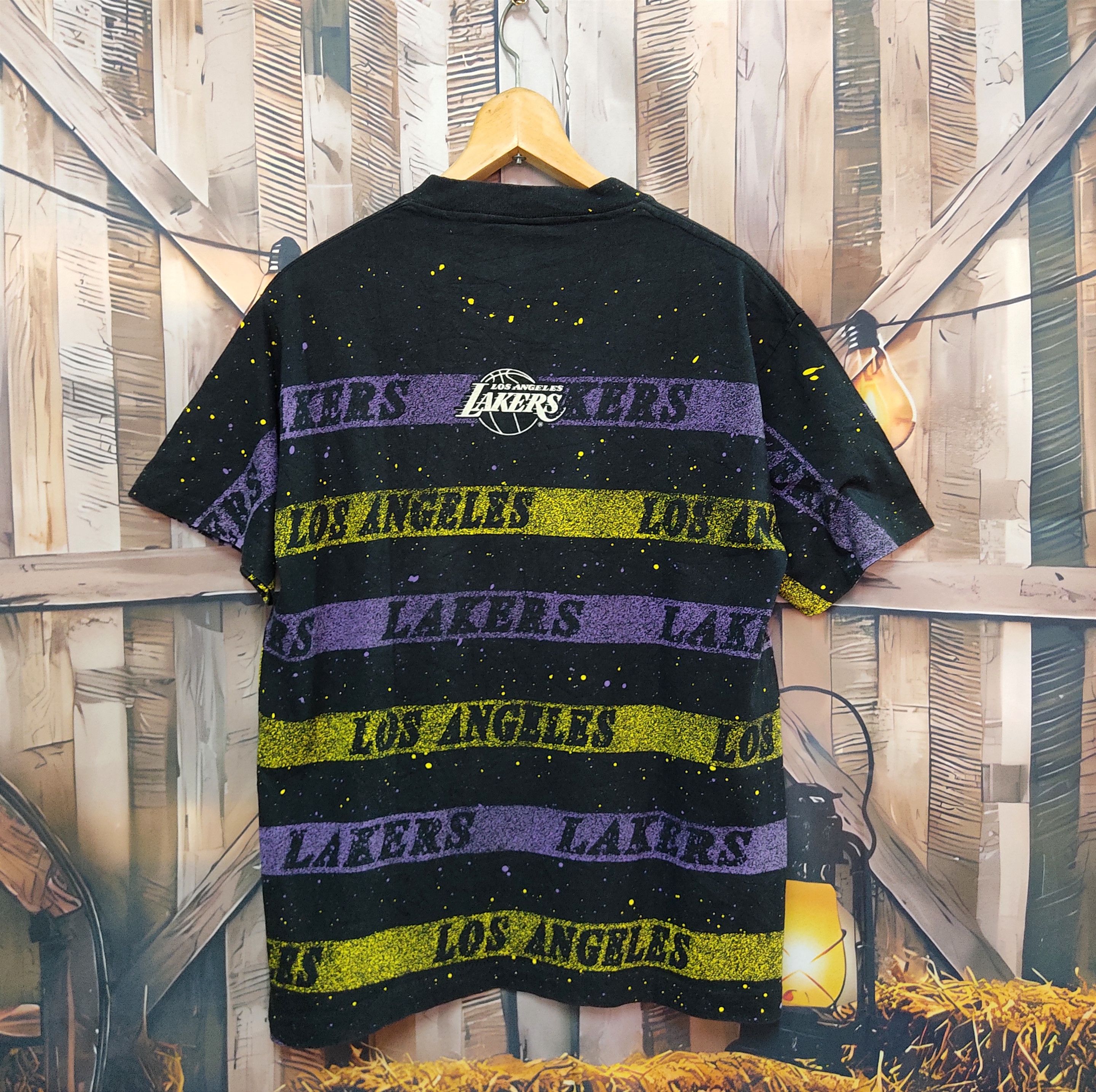 NBA Vtg 90s LA LAKERS NBA All-Over Printed T-shirt Size US M / EU 48-50 / 2 - 2 Thumbnail