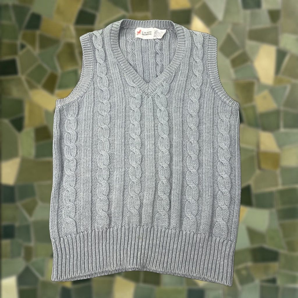 Vintage VINTAGE Crazy Horse Sweater Vest Women XS Gray Cable Knit Wool Blend V-Neck Striped All Seasons Size XS / US 0-2 / IT 36-38 - 1 Thumbnail