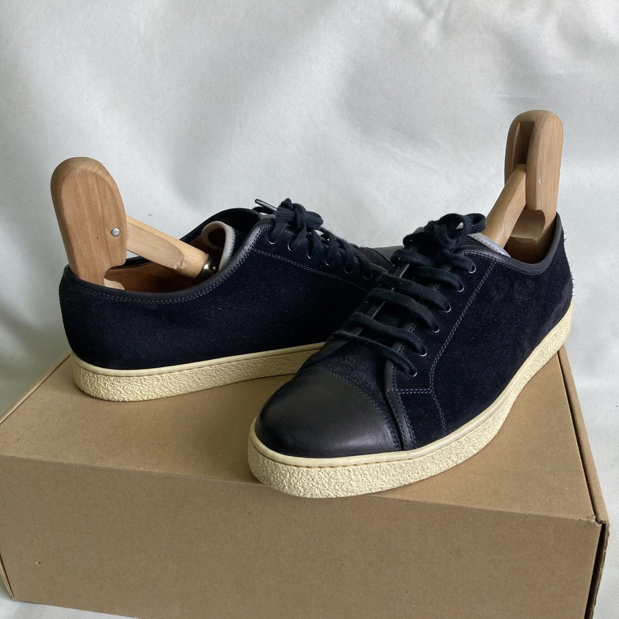John Lobb John Lobb Levah Cap-Toe Sneakers Blue Suede and Leather Size US 7 / EU 40 - 4 Thumbnail