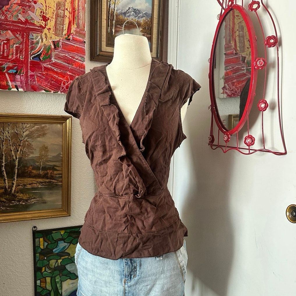 Other hillard & hanson vintage y2k brown wrap top Size XL / US 12-14 / IT 48-50 - 3 Thumbnail