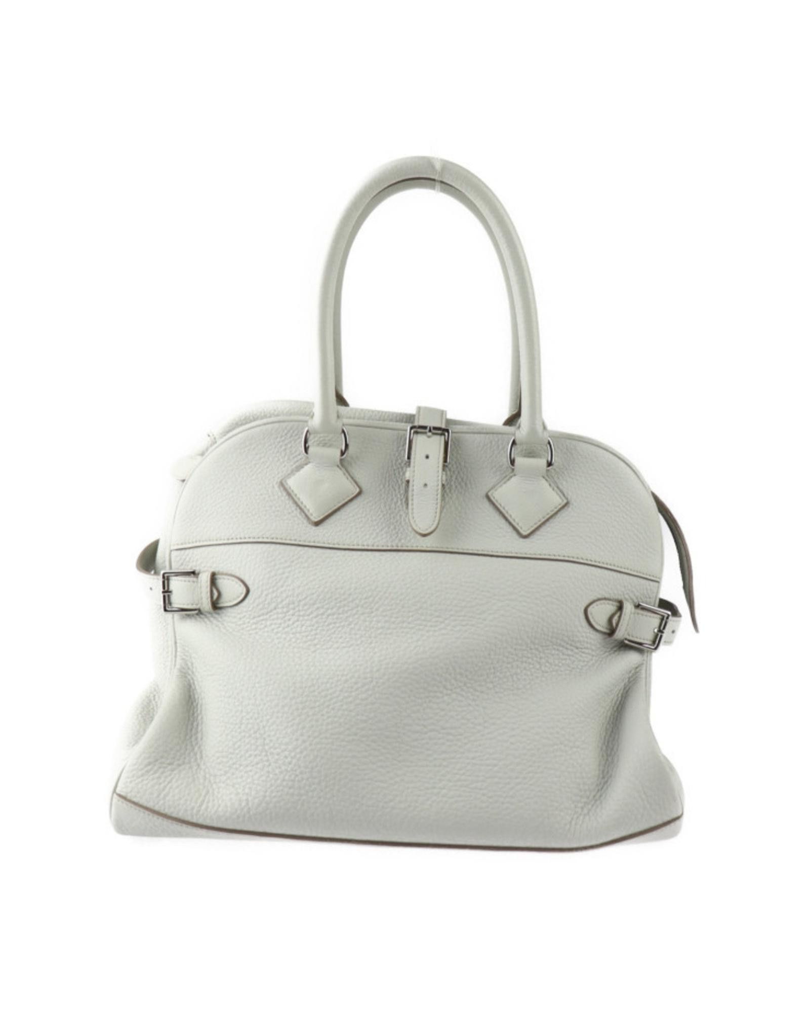 image of Hermes Sophisticated Taurillon Clemence Leather Handbag in White, Women's