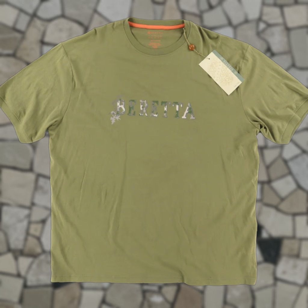 Vintage Beretta Sport Safari Solid T-Shirt Jungle Green Men 3XL Size US XXL / EU 58 / 5 - 1 Thumbnail