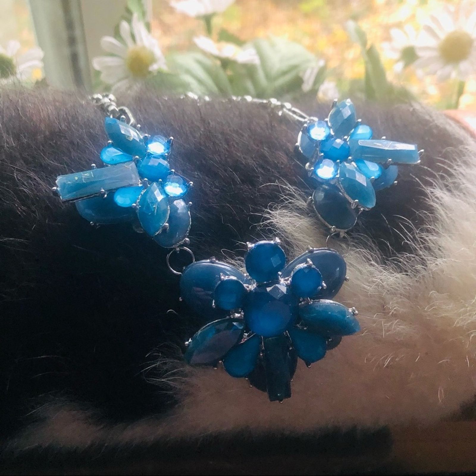 Jewelry Bold faceted blue glass gem link chain necklace Size ONE SIZE - 2 Thumbnail