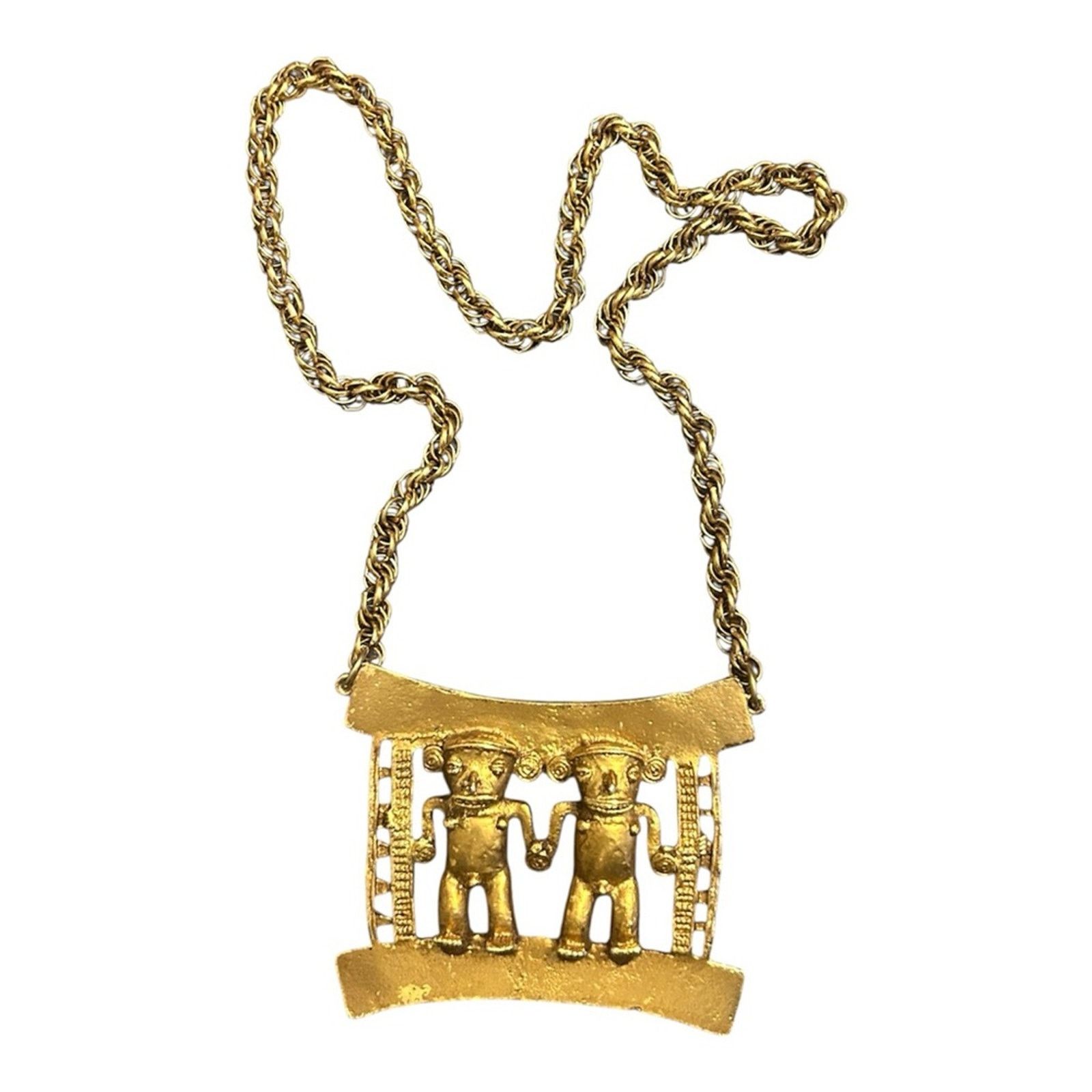 Vintage 70s Vintage Diquis Costa Rica Figure Large Pendant Necklace Size ONE SIZE - 4 Thumbnail